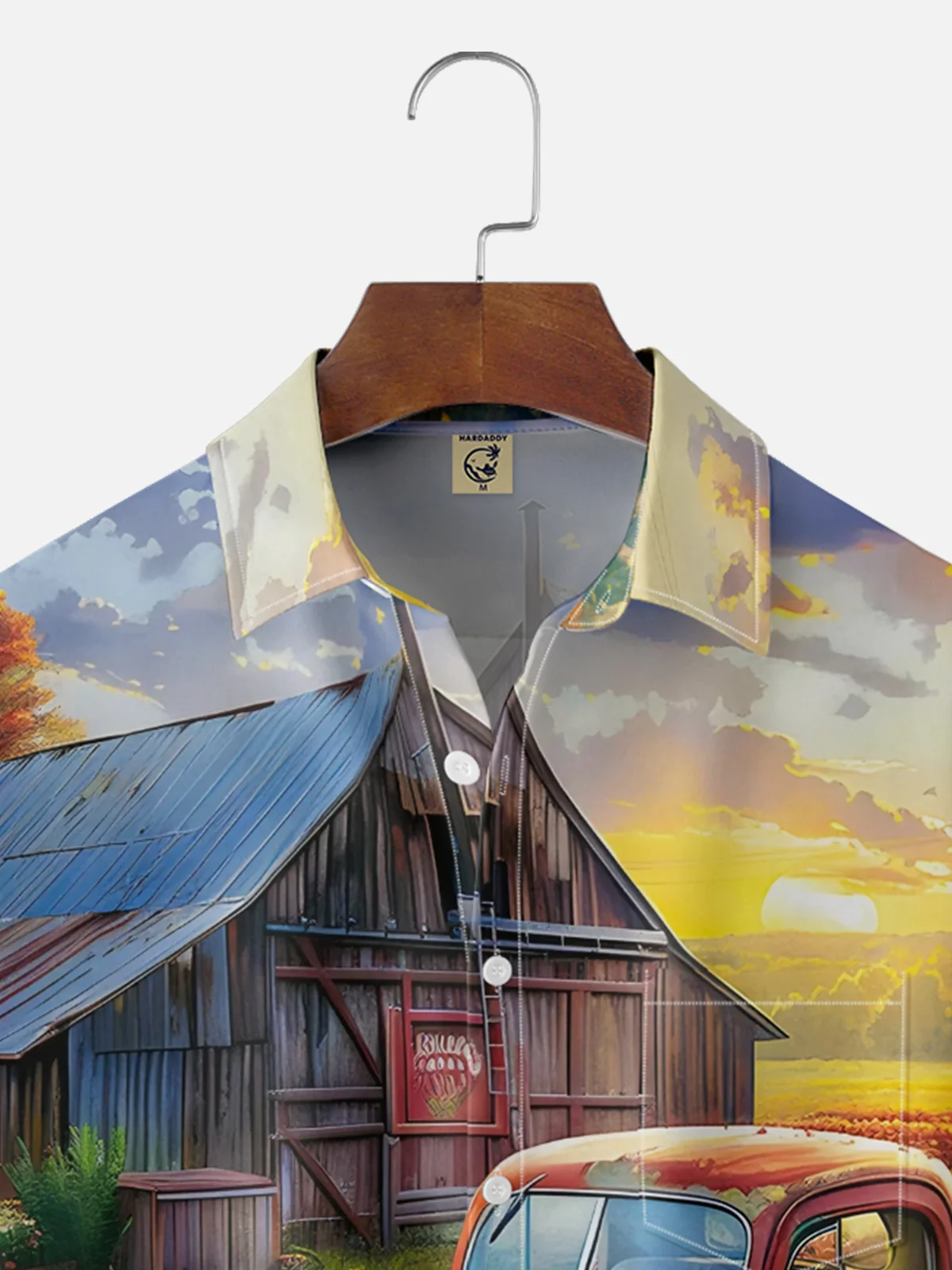 Moisture-wicking Thanksgiving Car Farm Vegetables Fruits Chest Pocket Casual Shirt