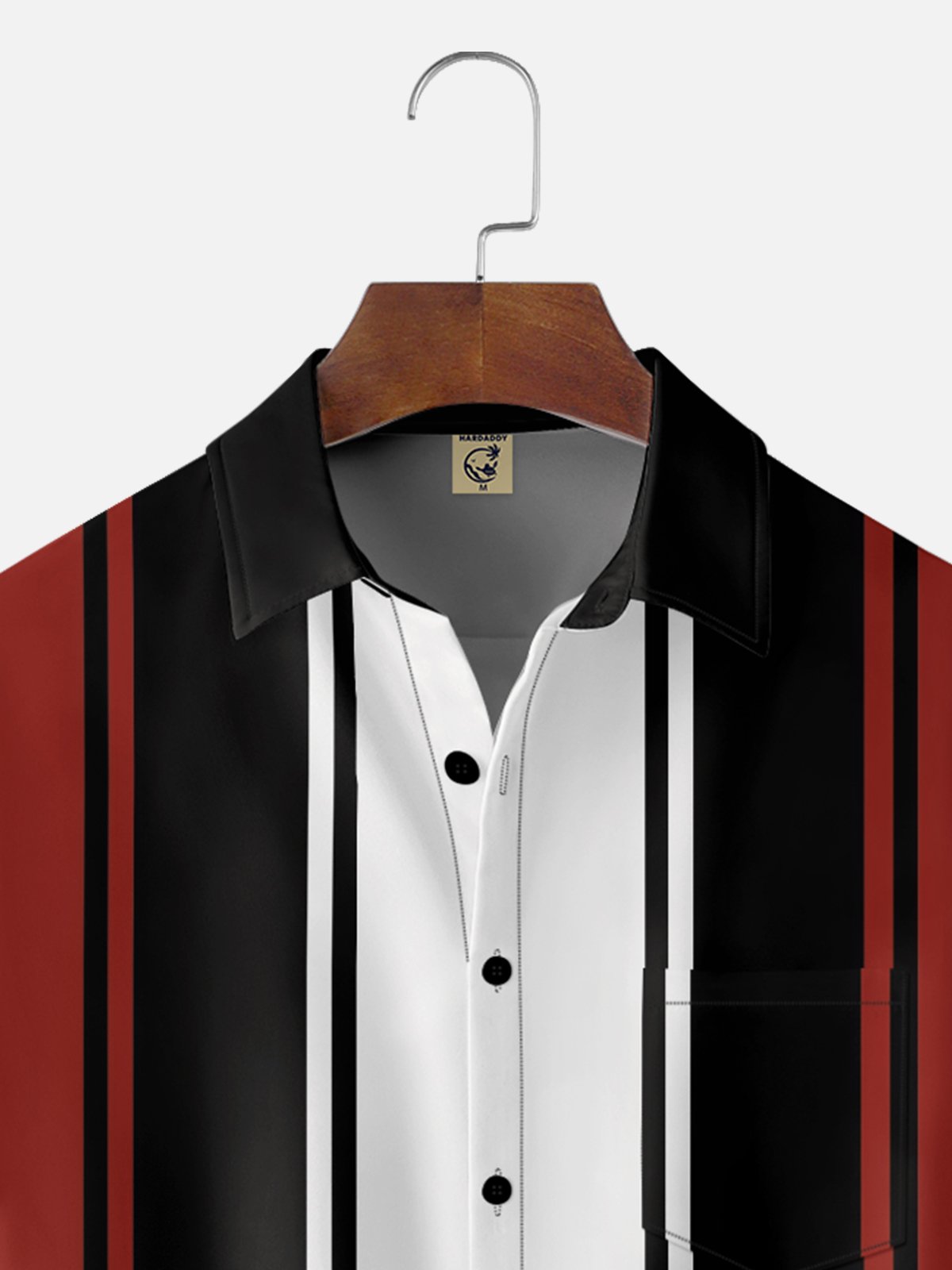 Moisture-wicking Geomatric Chest Pocket Bowling Shirt