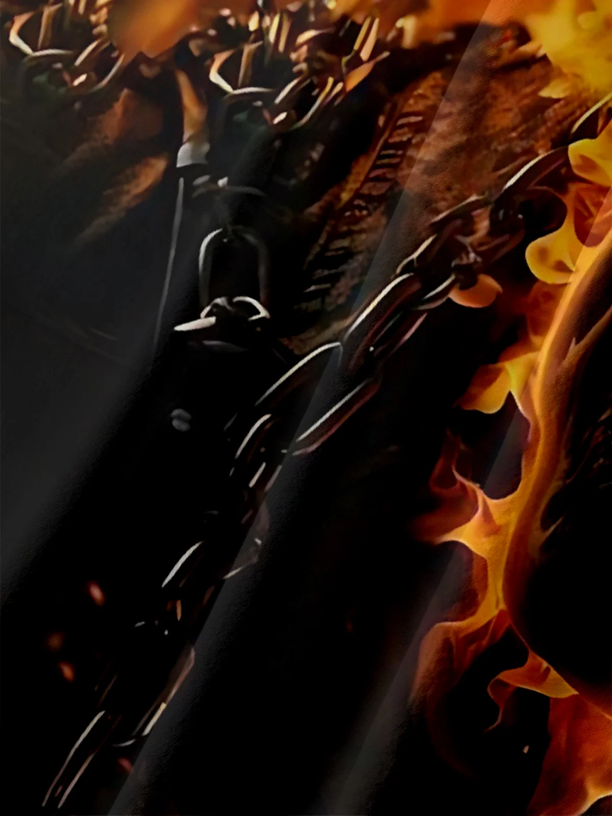 Tall Size Moisture-wicking Flaming Skull Art Halloween Chest Pocket Casual Shirt