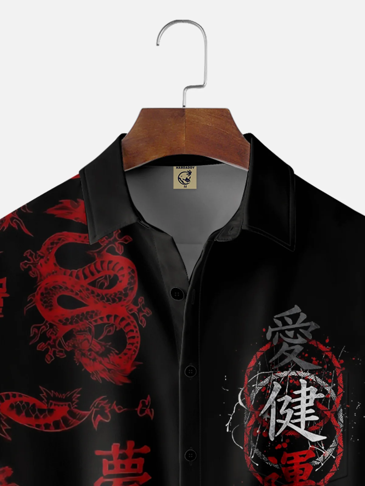 Moisture Wicking Text Translation Love Health Luck Chest Pocket Hawaiian Shirt