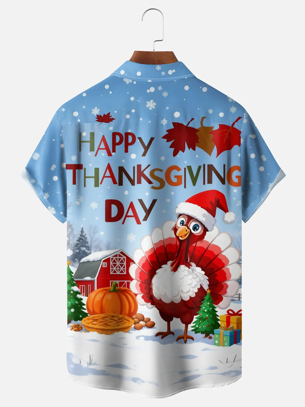 Moisture-wicking Thanksgiving Turkey Chest Pocket Casual Shirt