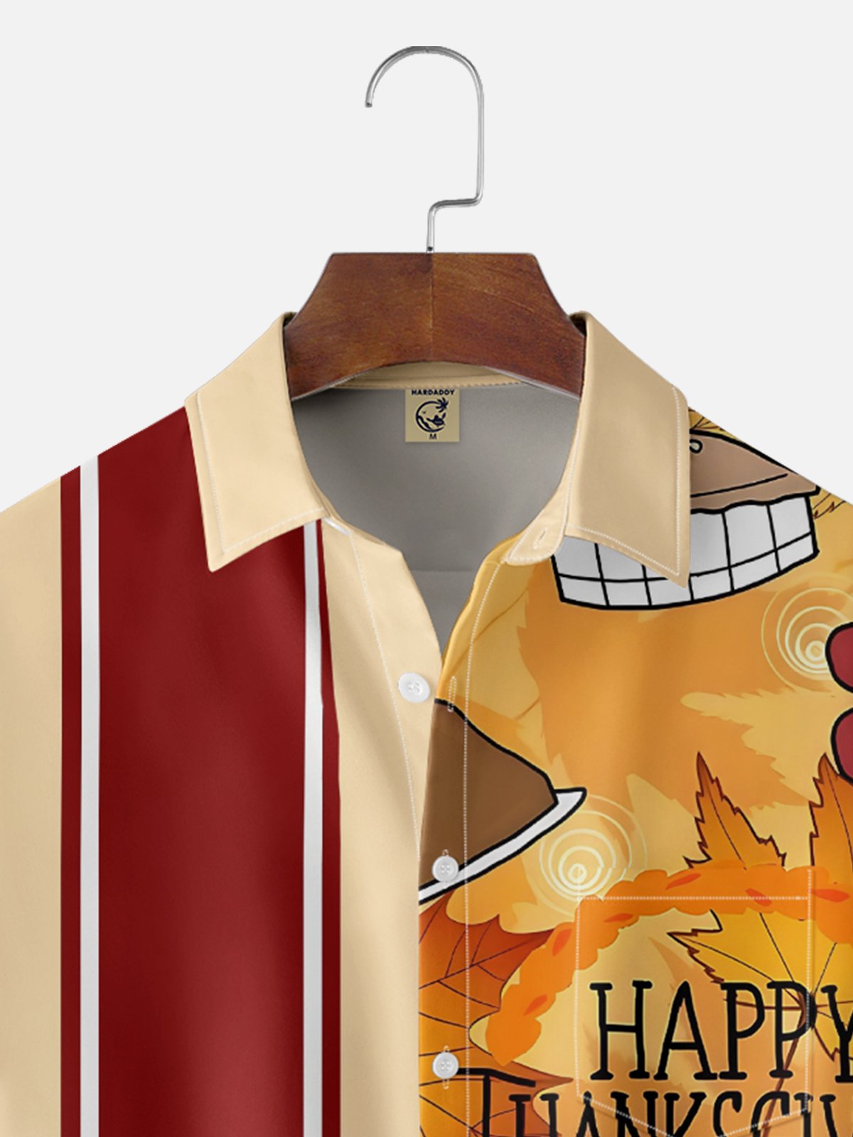 HaMoisture-wicking Thanksgiving Turkey Funny Chest Pocket Bowling Shirt