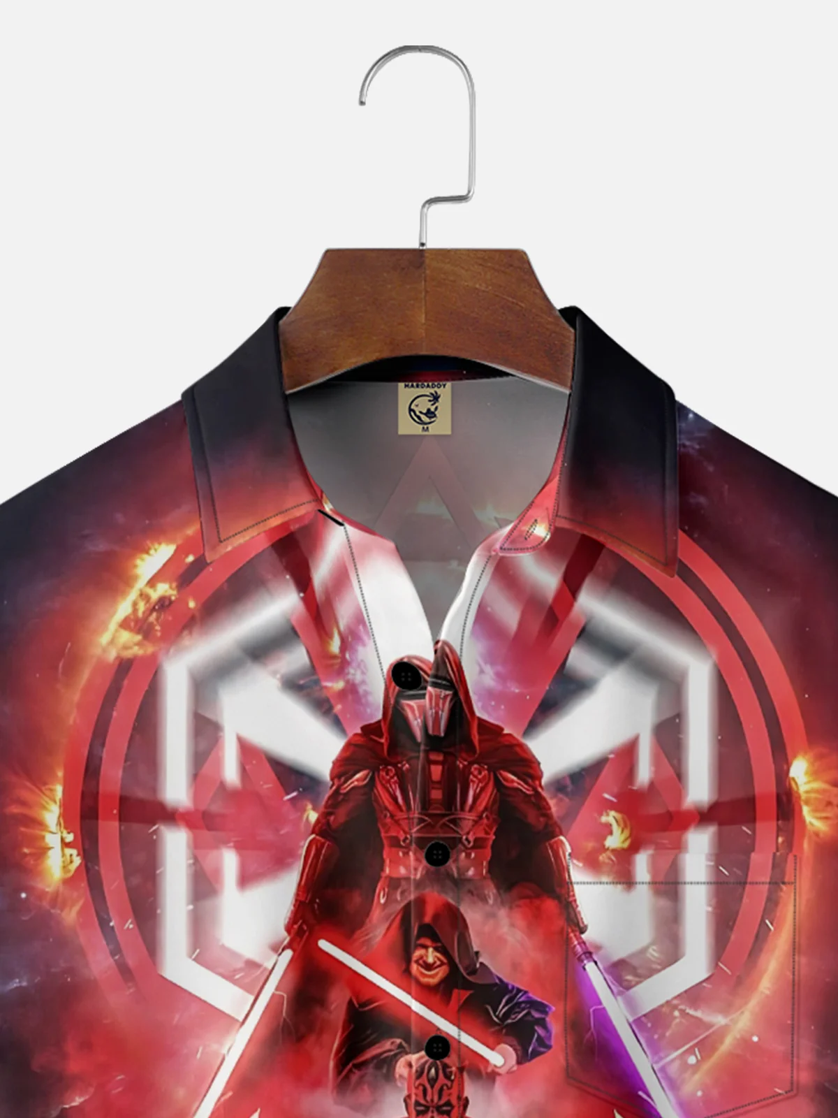 Moisture-wicking Robot Fun Star Art Wars Chest Pocket Casual Shirt