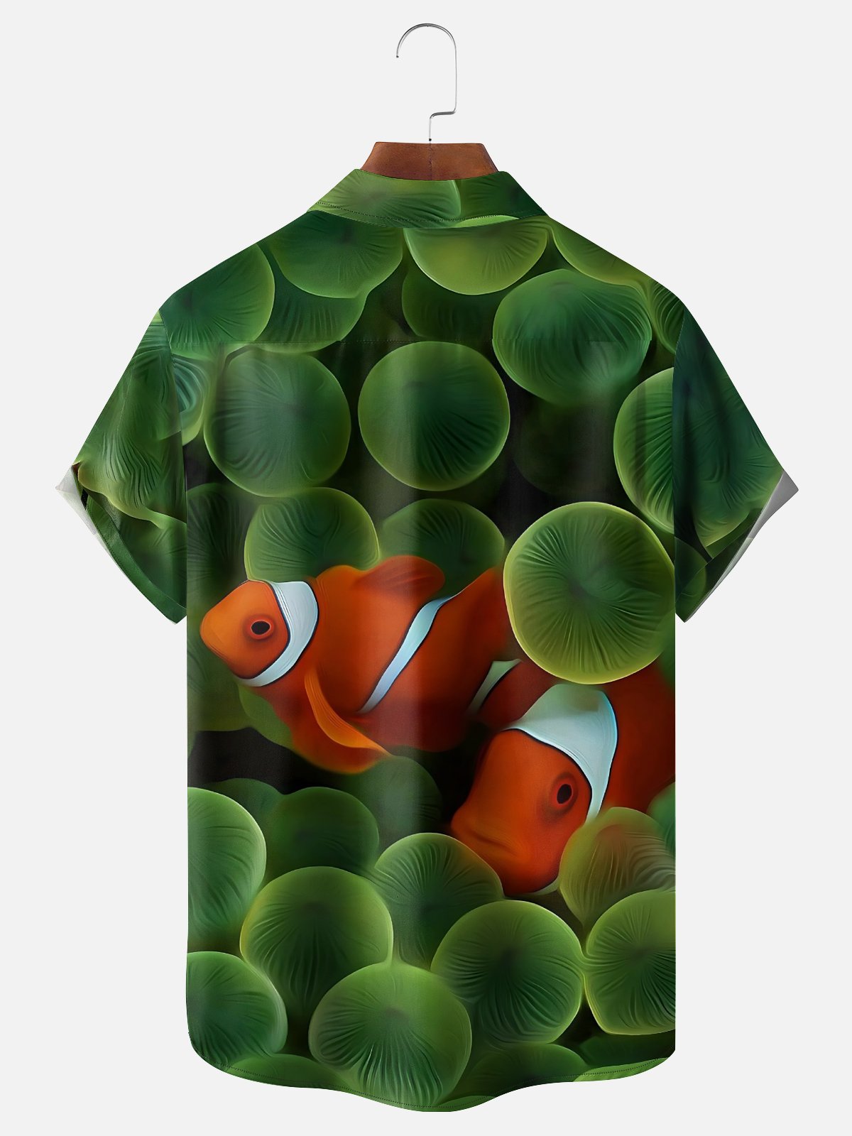 Moisture-wicking Coral Reef Clownfish Art Chest Pocket Hawaiian Shirt