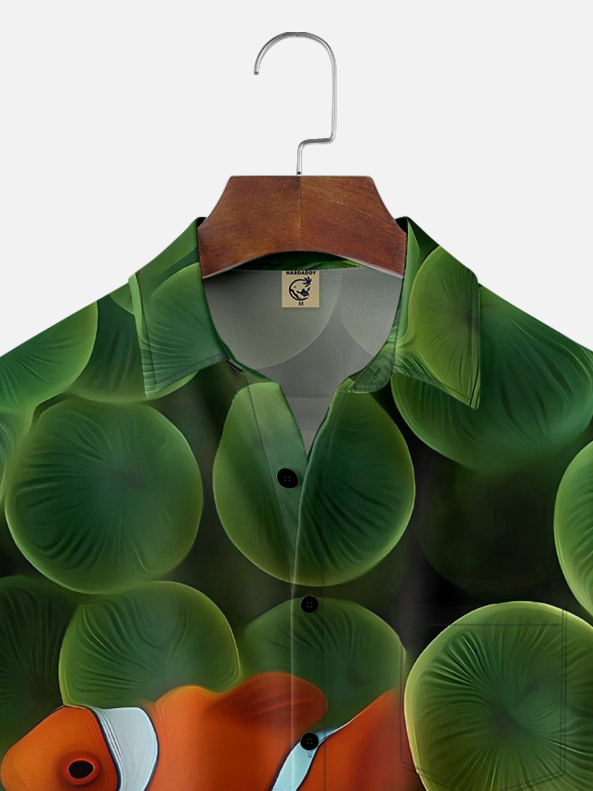 Moisture-wicking Coral Reef Clownfish Art Chest Pocket Hawaiian Shirt