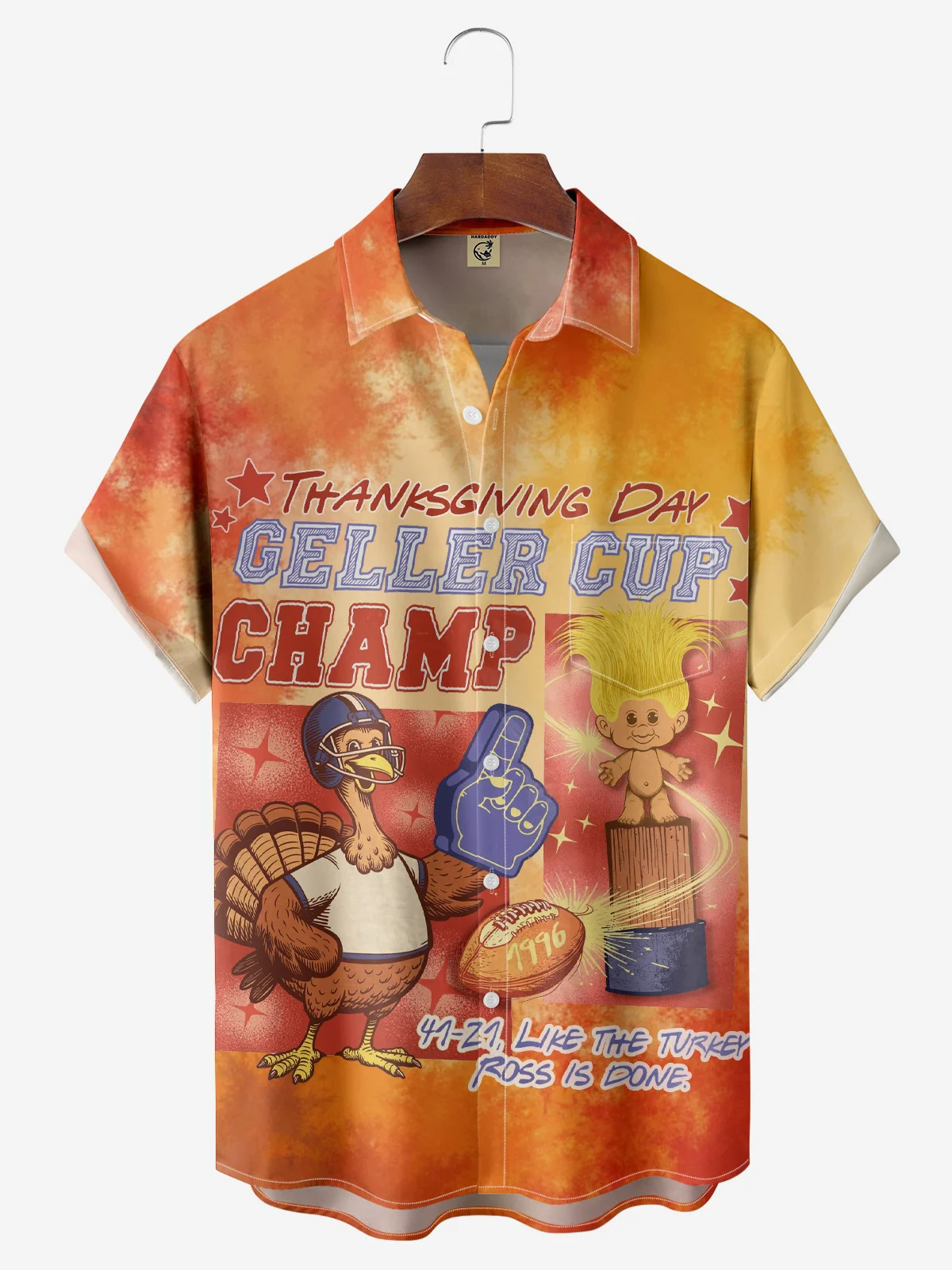 Moisture-wicking Thanksgiving Turkey Geller Cup Champ Chest Pocket Casual Shirt