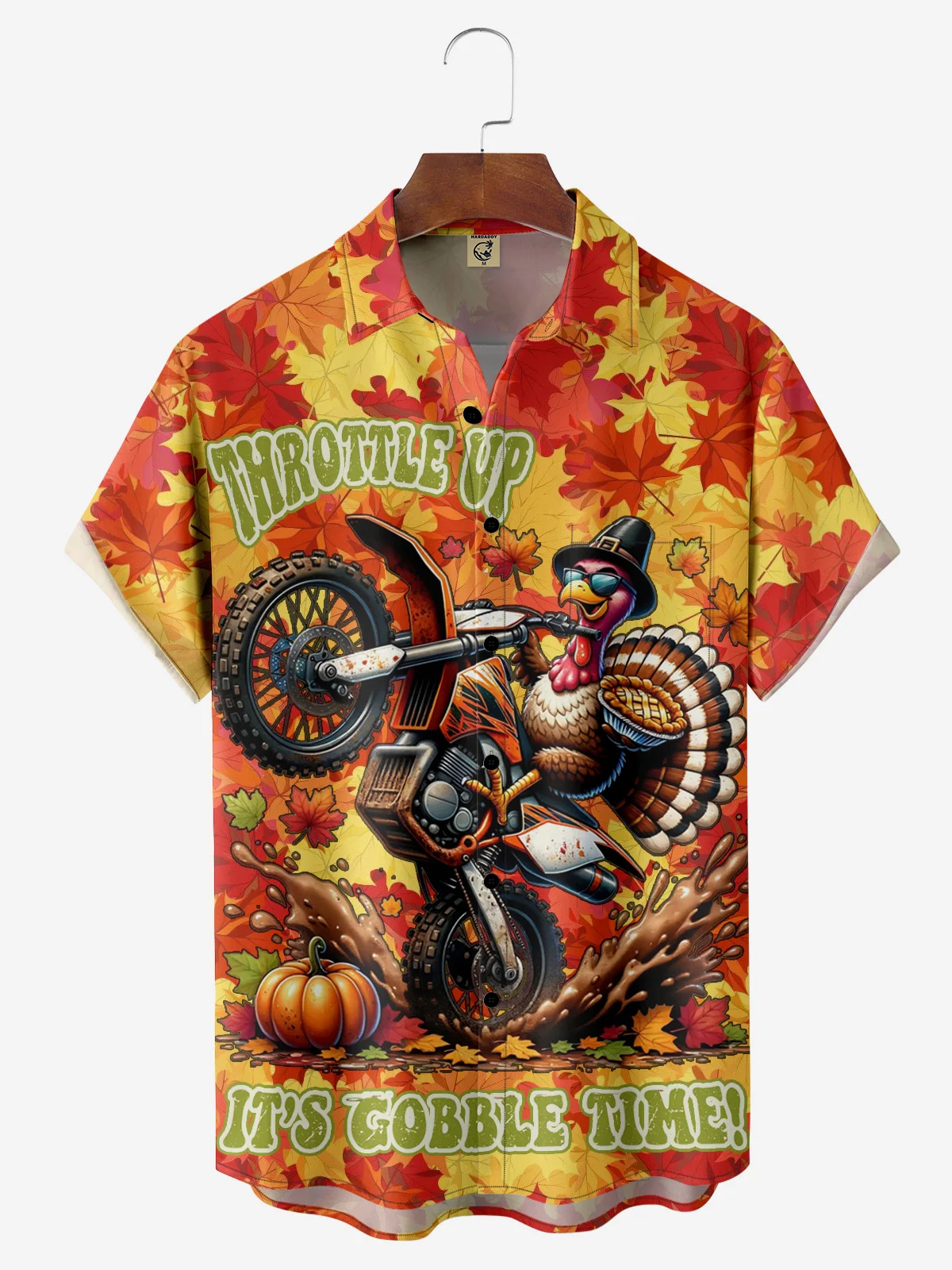 Moisture-wicking Thanksgiving Turkey Throttle Up It's Gobble Time Chest Pocket Casual Shirt