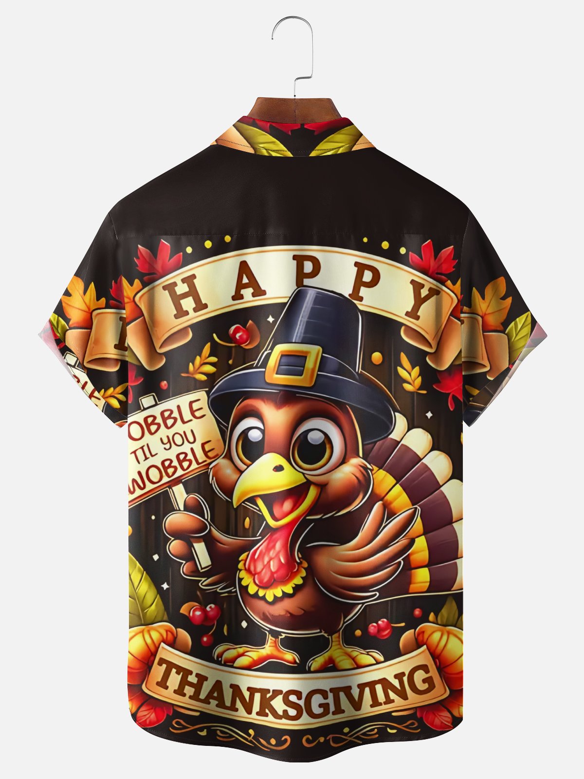 Moisture-wicking Thanksgiving Turkey Chest Pocket Casual Shirt