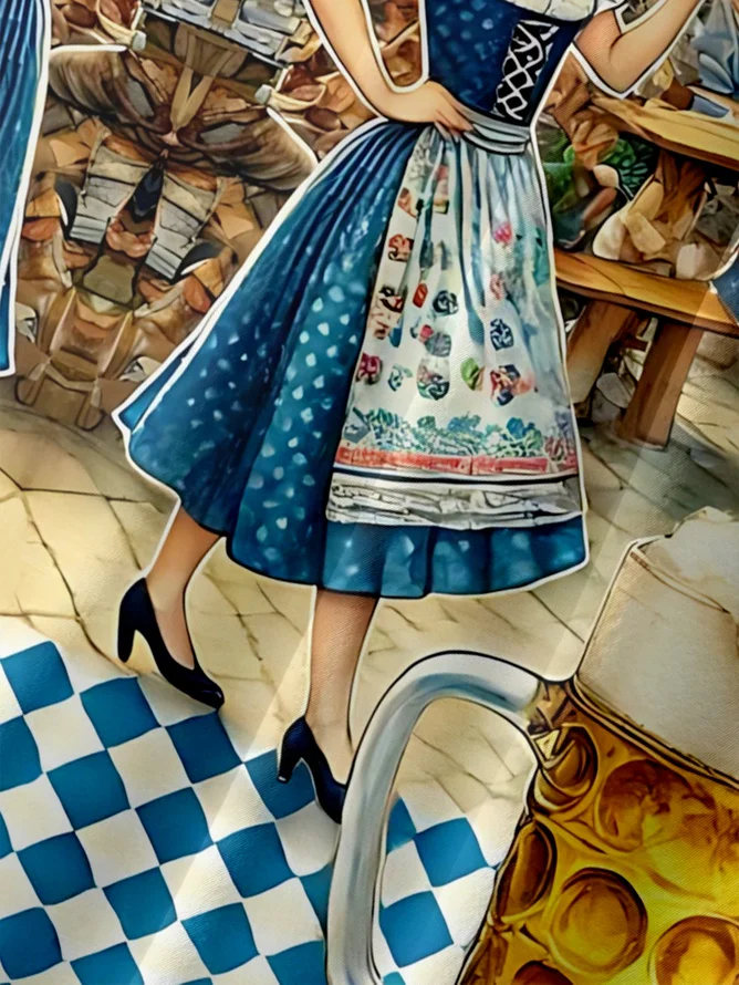 Tall Size Moisture-wicking Oktoberfest Beer Chest Pocket Casual Shirt