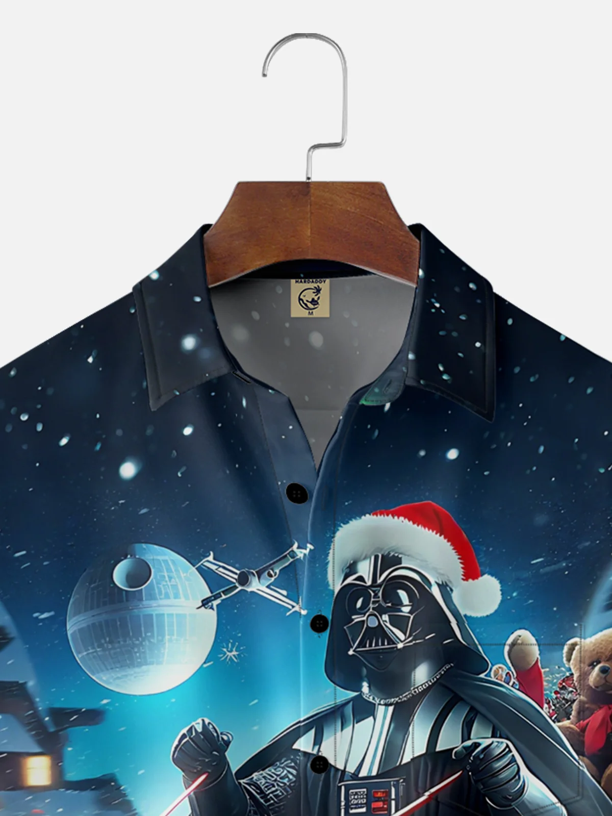 Moisture-Wicking Christmas Star Santa Hat Sled Chest Pocket Hawaiian Shirt