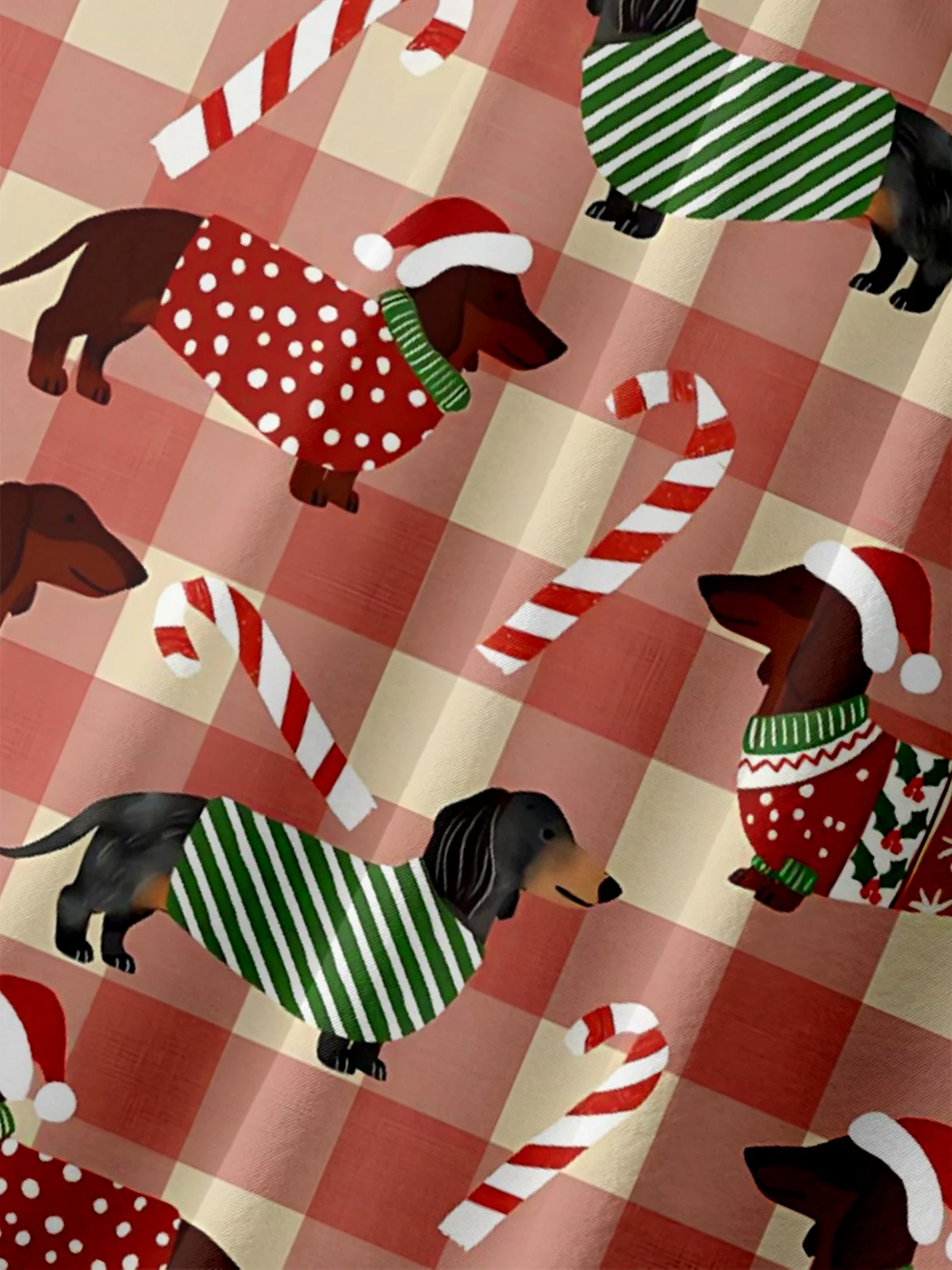 Moisture-wicking Christmas Dachshund Chest Pocket Casual Shirt