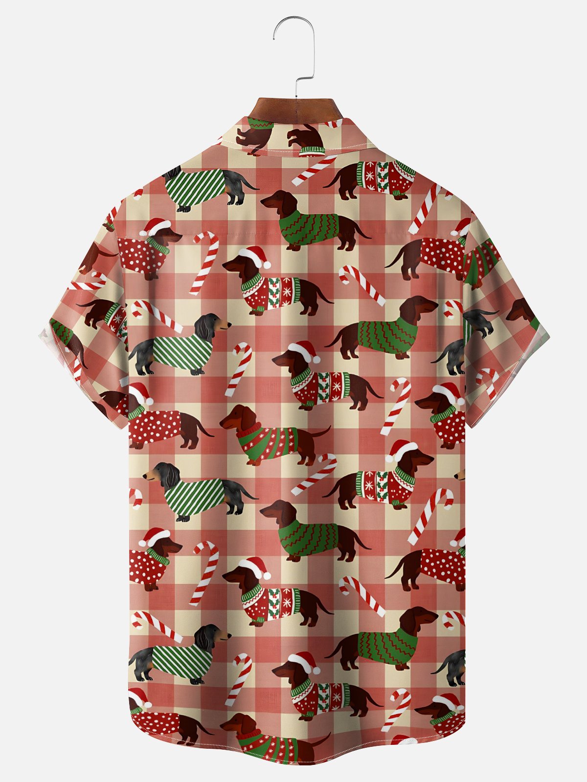 Moisture-wicking Christmas Dachshund Chest Pocket Casual Shirt