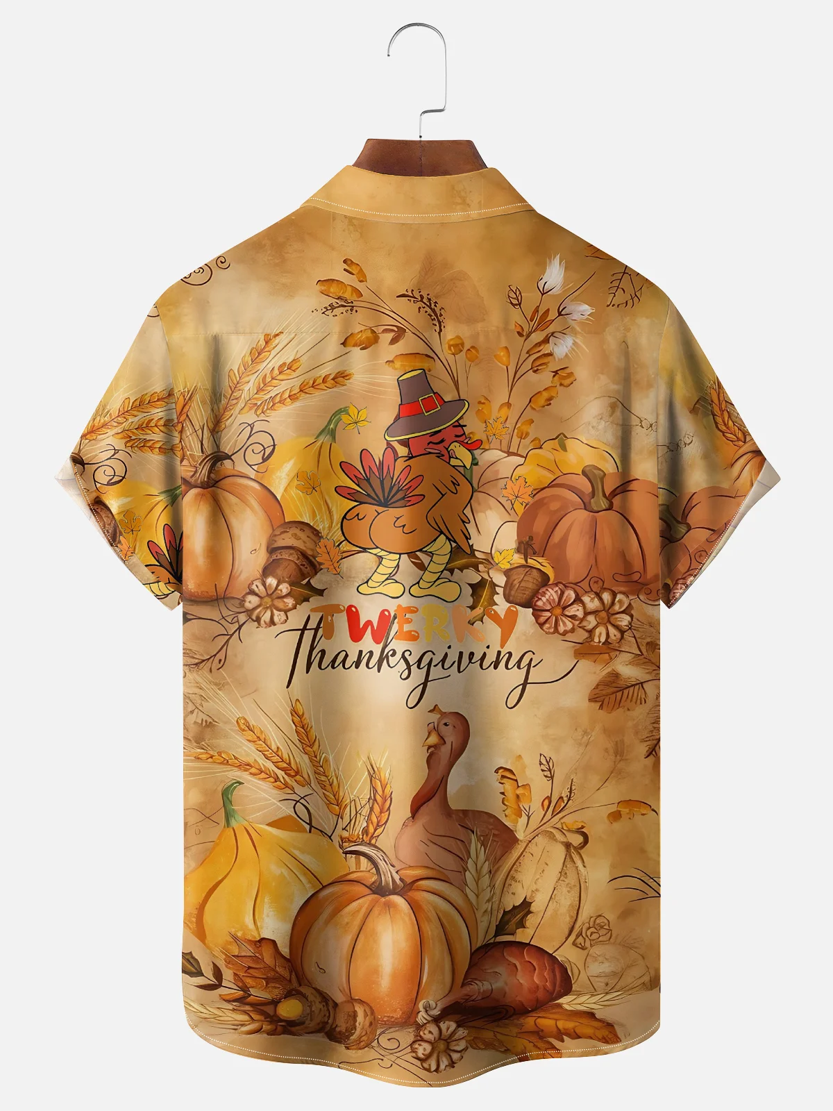 Moisture Wicking Thanksgiving Funny Turkey Chest Pocket Hawaiian Shirt