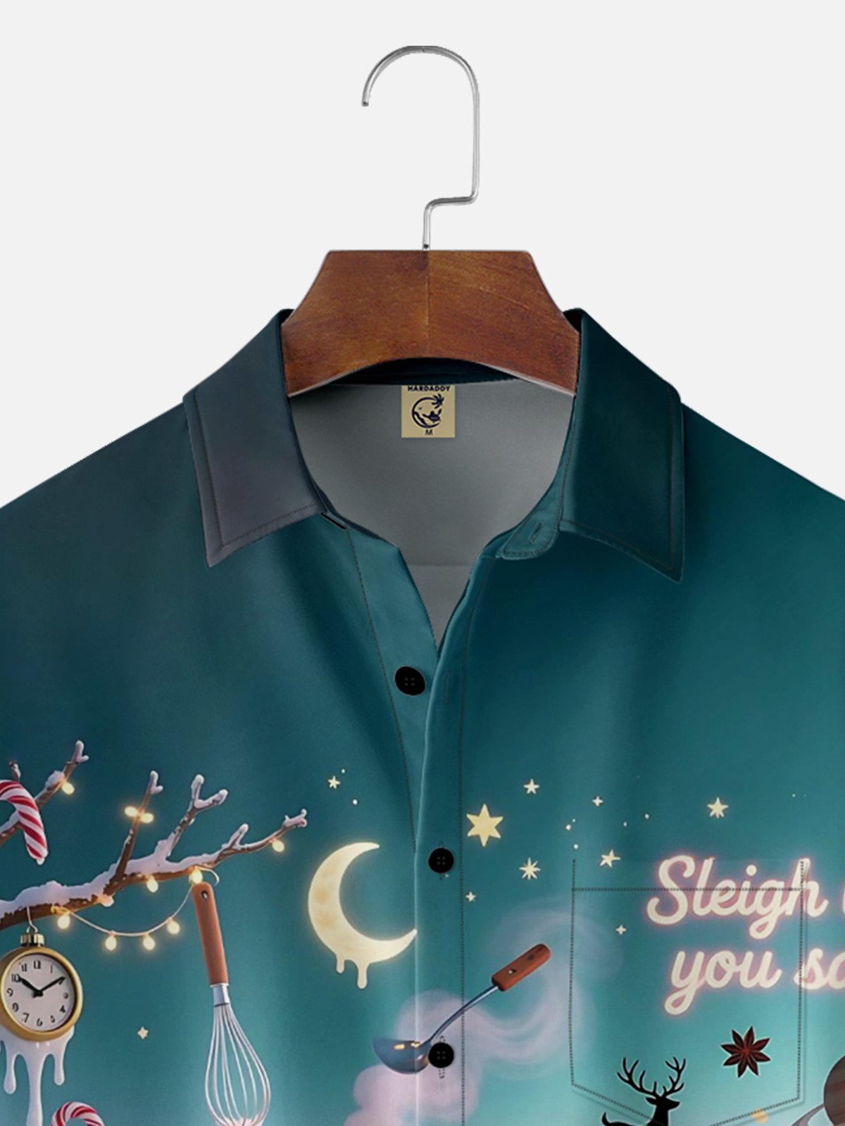 Moisture Wicking Merry Christmas Santa Camper Chest Pocket Hawaiian Shirt