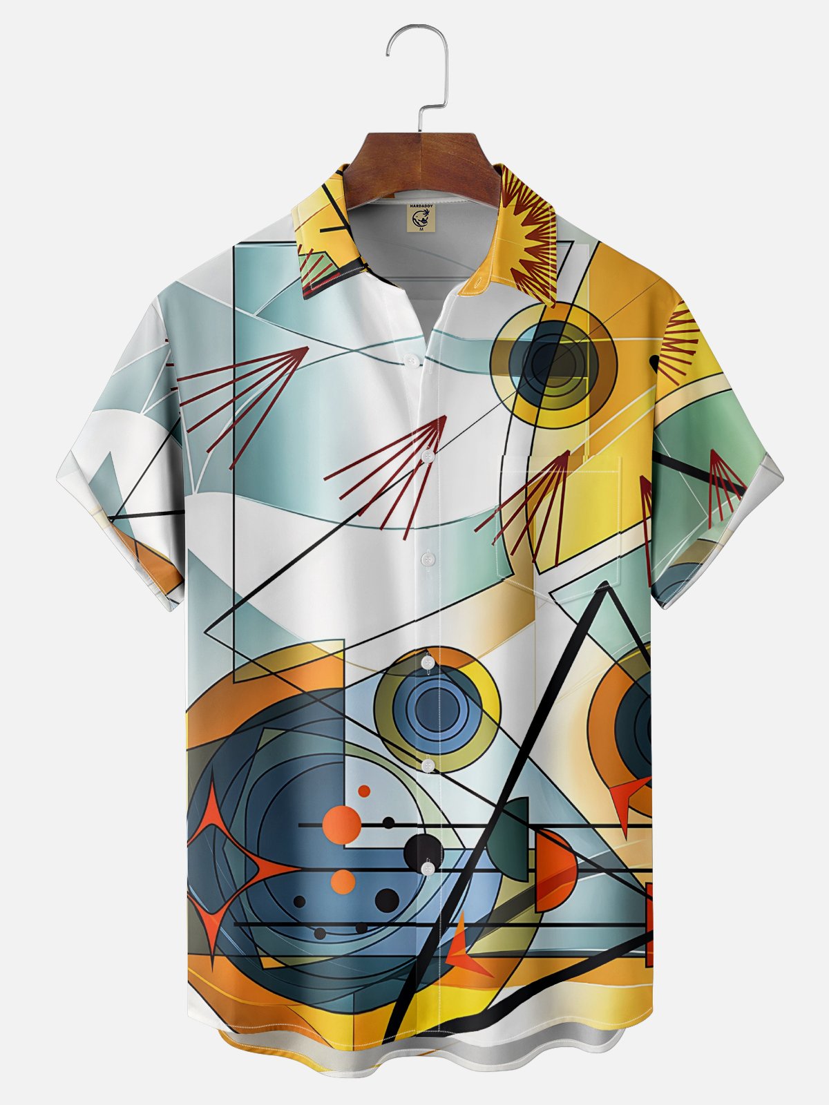 Hardaddy x Clemens Niewoehner Moisture-wicking Abstract Geometric Art Chest Pocket Casual Shirt