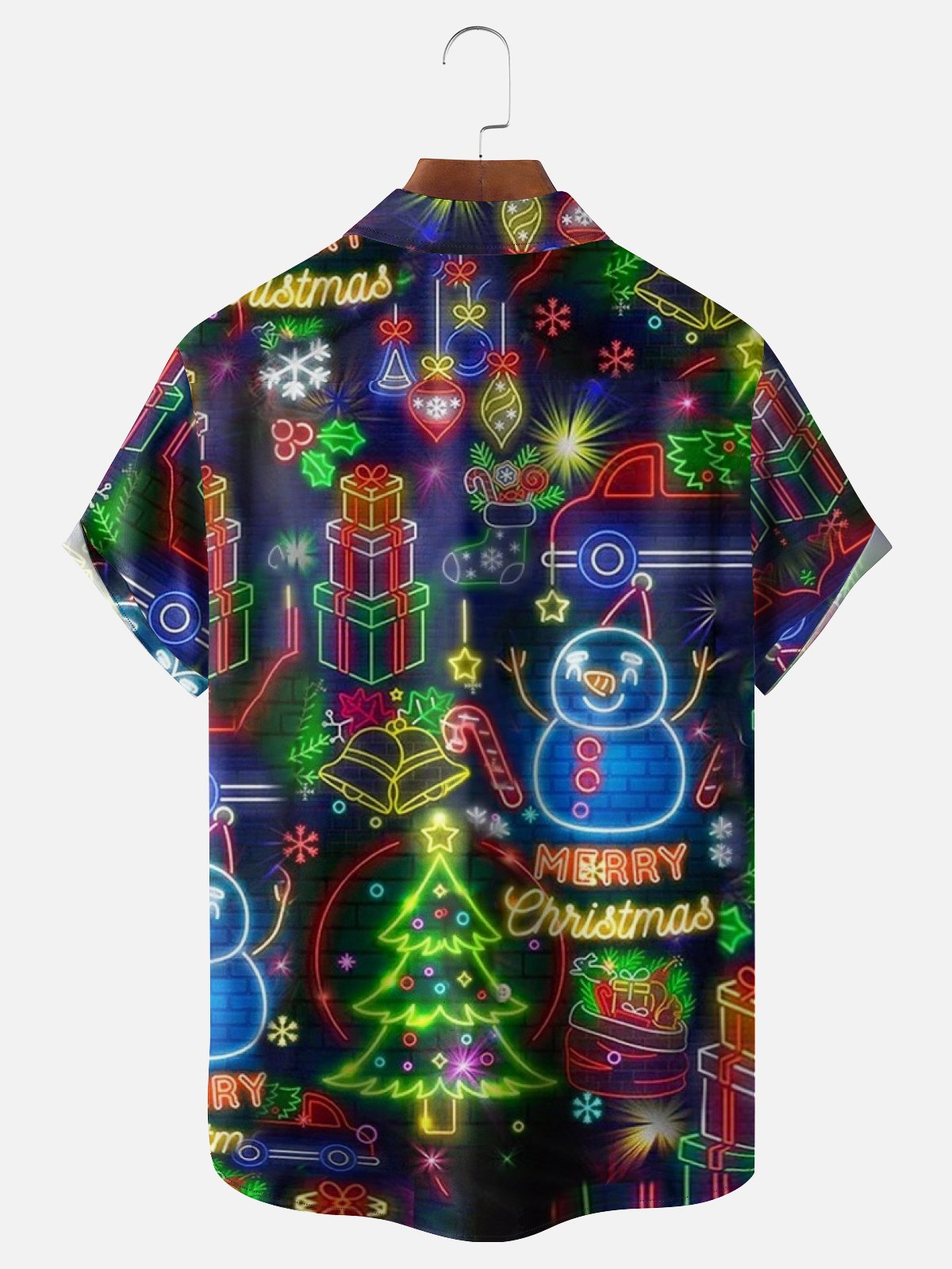 Moisture-wicking Christmas Snowman Chest Pocket Casual Shirt