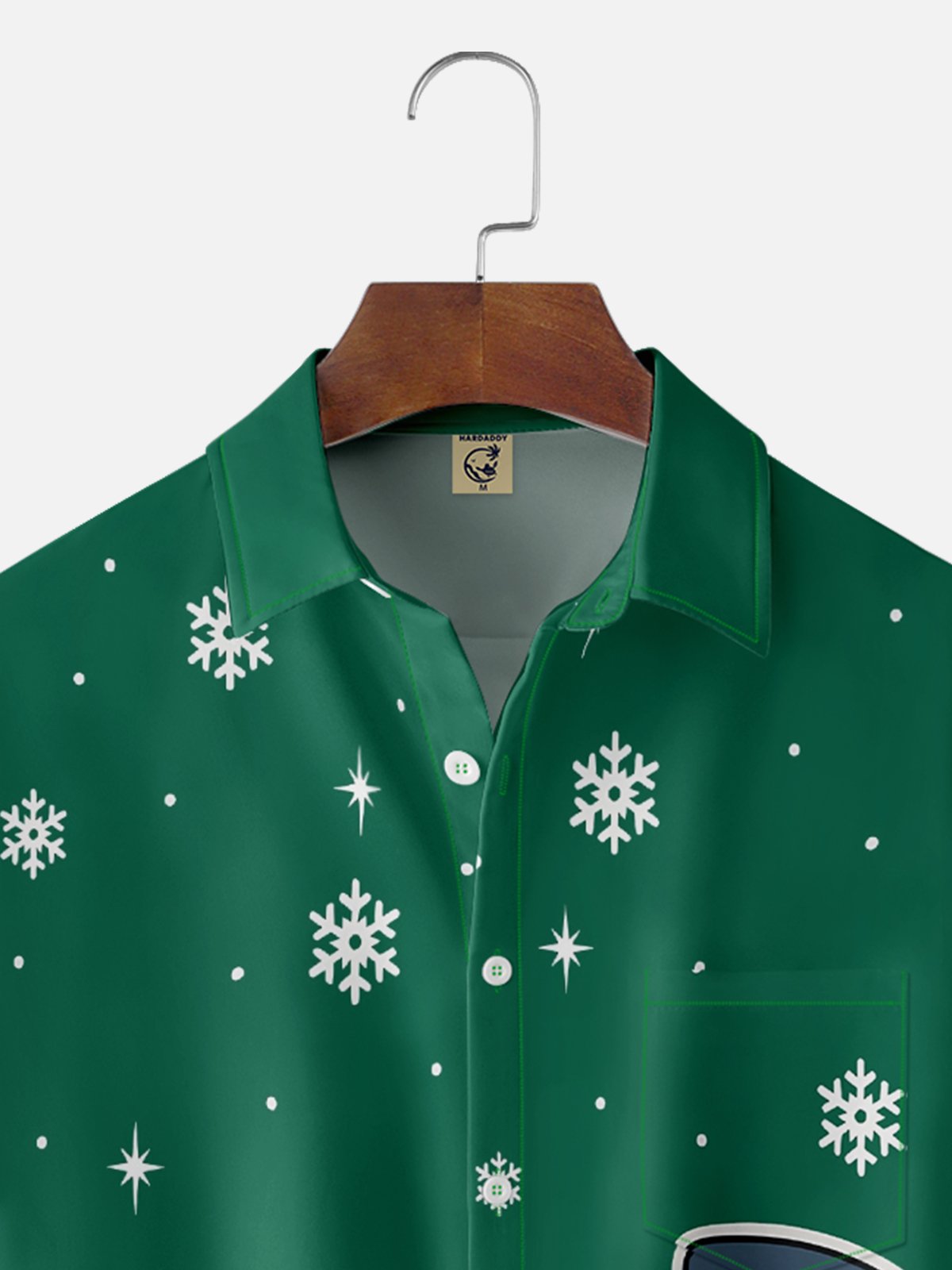 Moisture-wicking Christmas Snowman Chest Pocket Casual Shirt