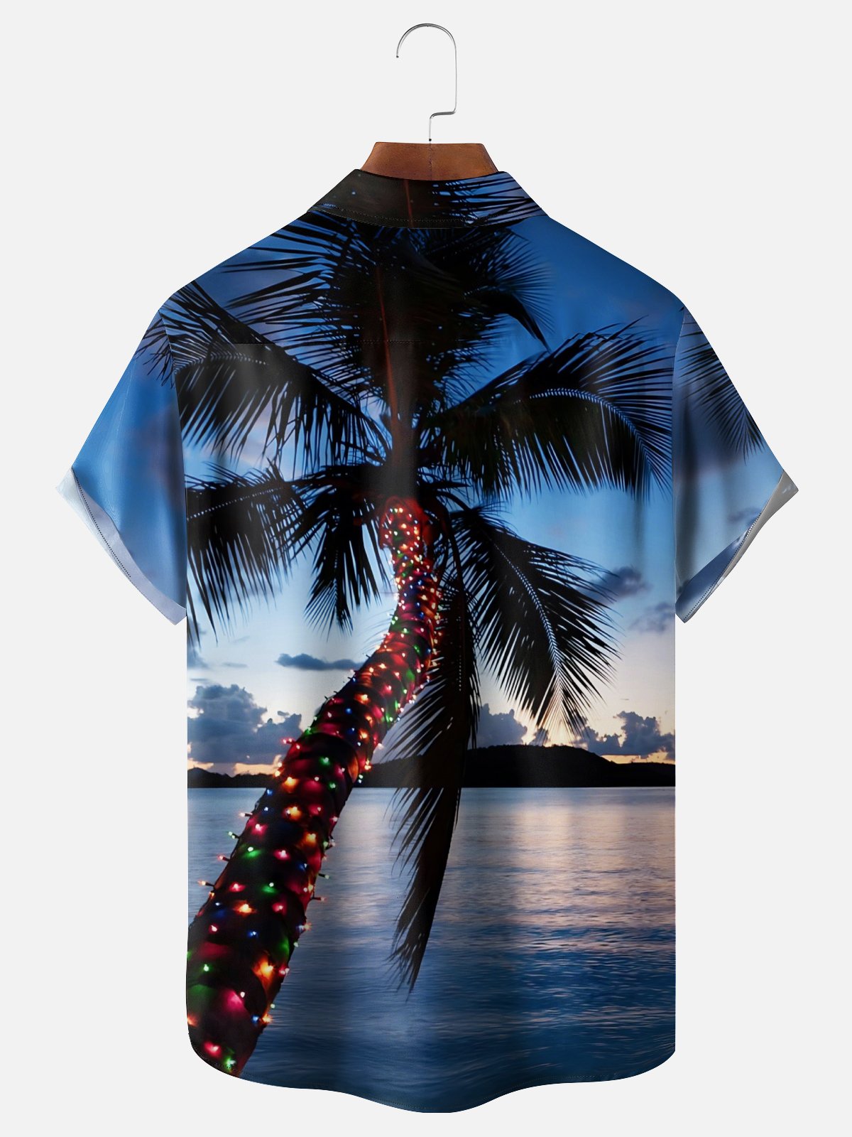 Moisture-wicking Christmas Palm Chest Pocket Casual Shirt