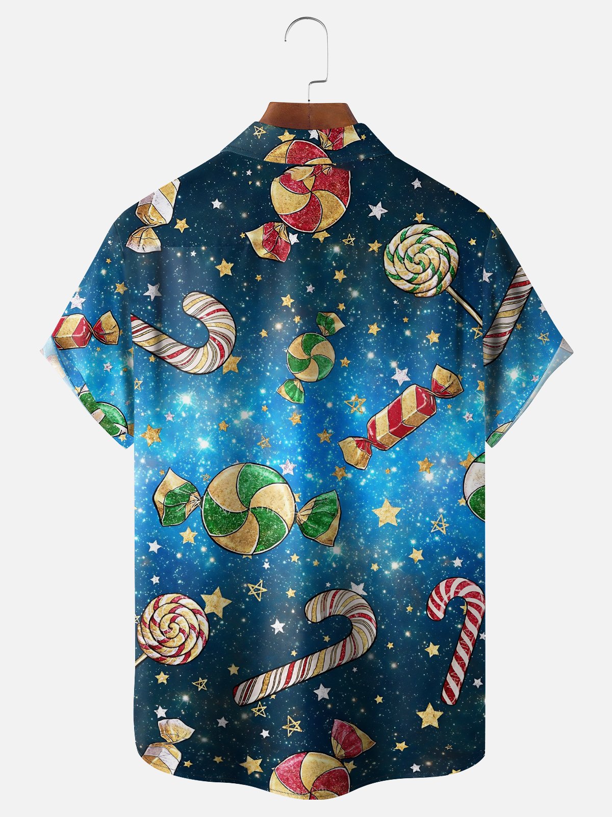 Moisture Wicking Merry Christmas Candy Cane Lollipop Chest Pocket Hawaiian Shirt