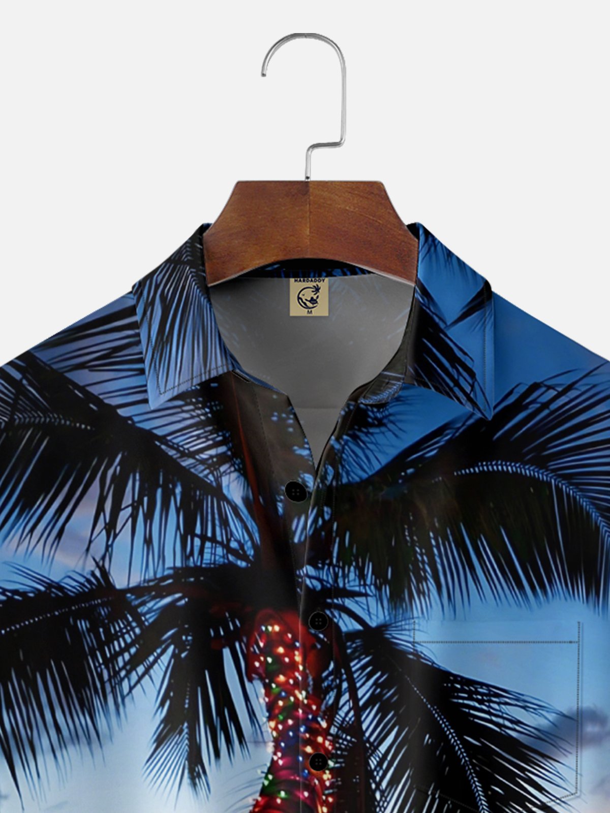 Moisture-wicking Christmas Palm Chest Pocket Casual Shirt