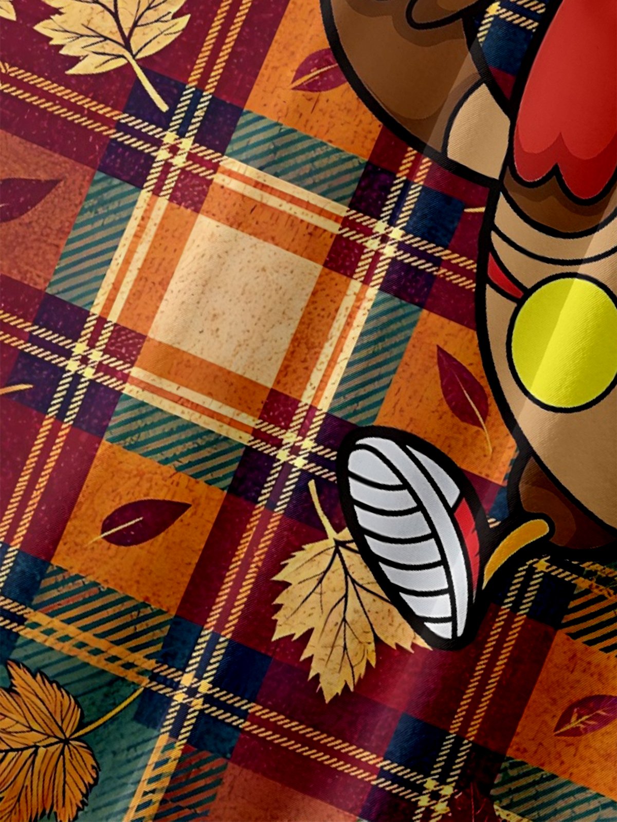 Moisture-Wicking Thanksgiving Runner Turkey Checkered Maple Leaf Pocket Hawaiian Shirt