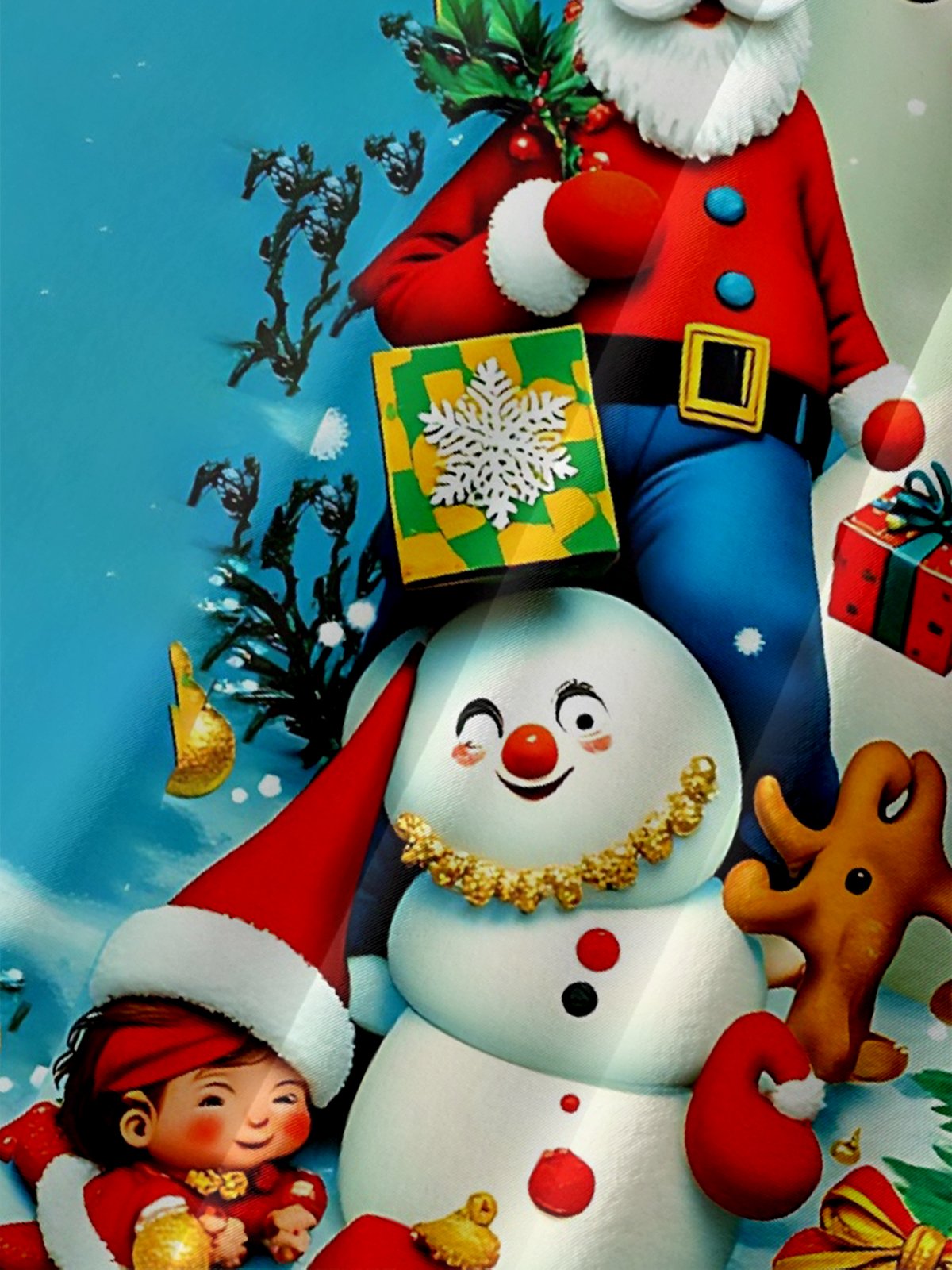 Moisture-wicking Christmas Snowman Chest Pocket Casual Shirt