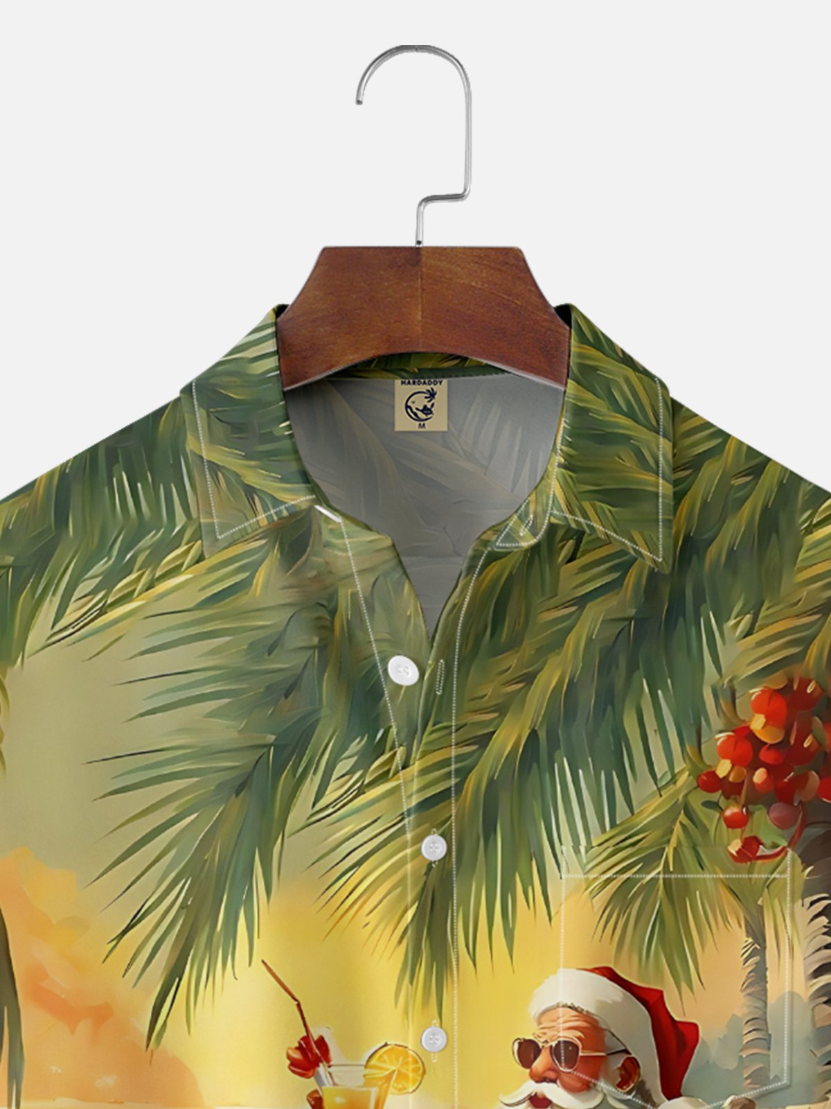 Moisture-wicking Christmas Santa Claus On Vacation Chest Pocket Hawaiian Shirt