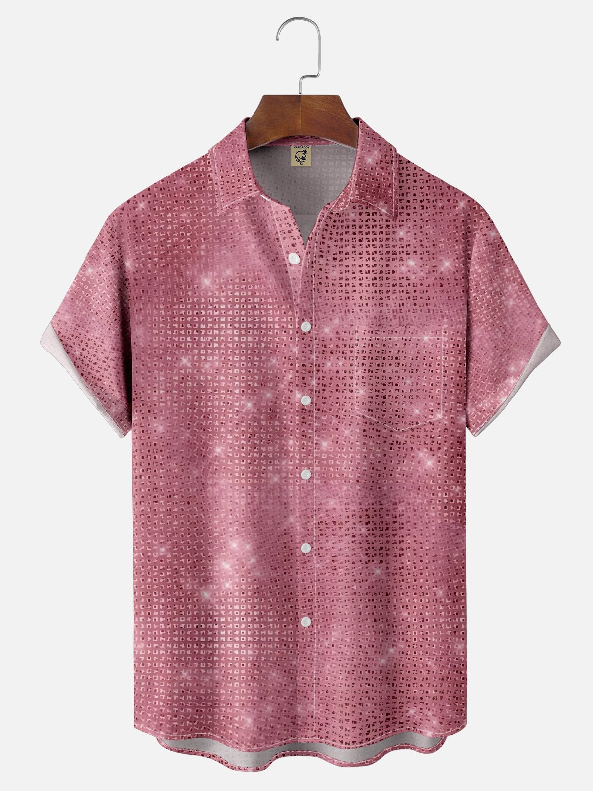 Moisture-wicking Retro Disco Geomatric Chest Pocket Party Shirt