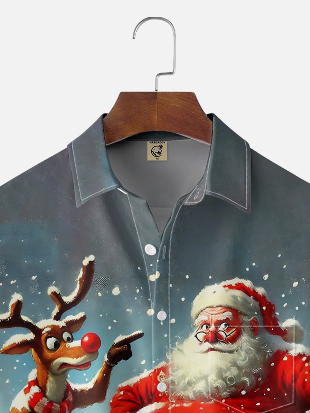 Moisture Wicking Merry Christmas Funny Santa Elk Chest Pocket Hawaiian Shirt