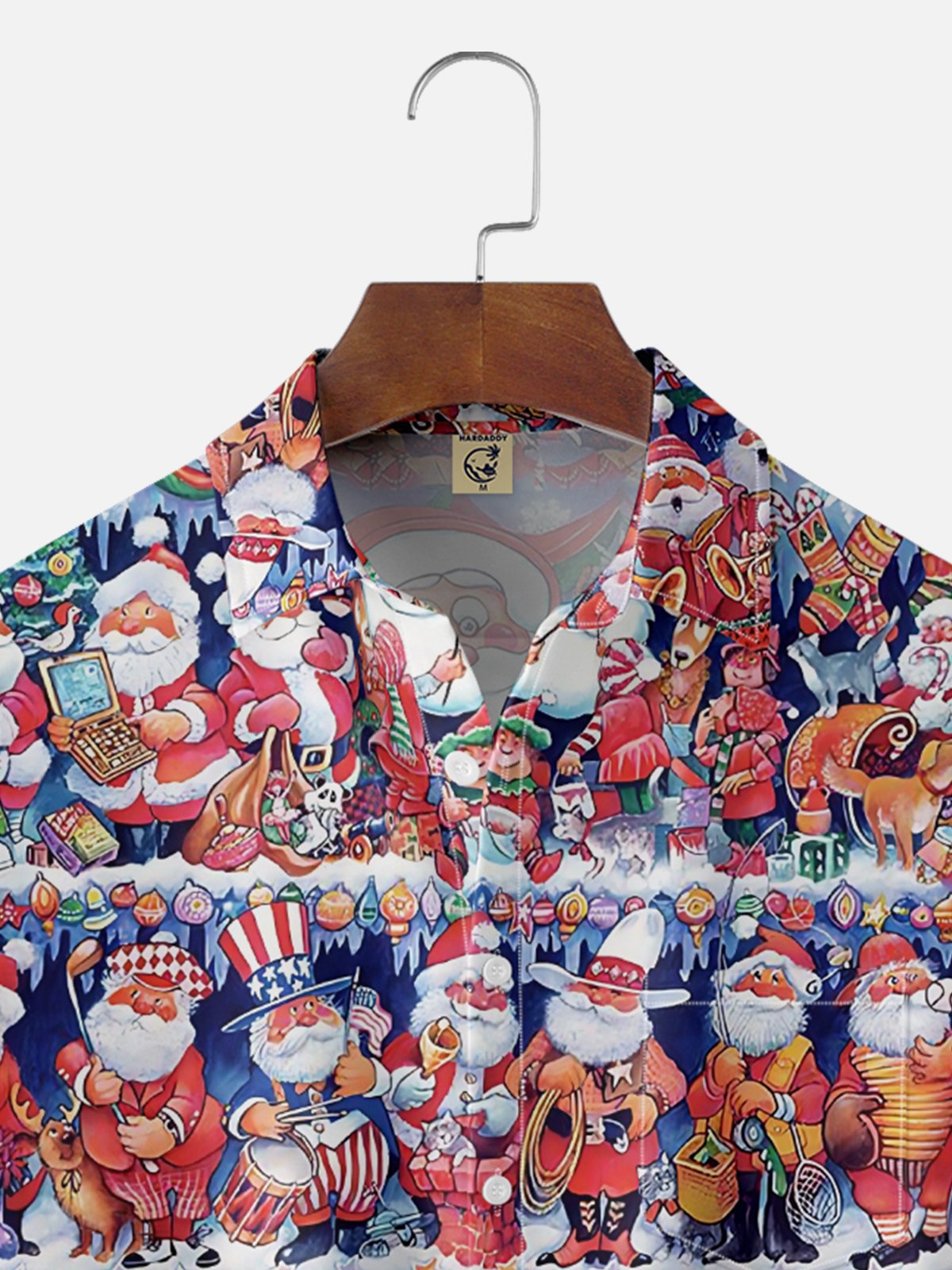 Moisture Wicking Merry Christmas Funny Santa Chest Pocket Hawaiian Shirt