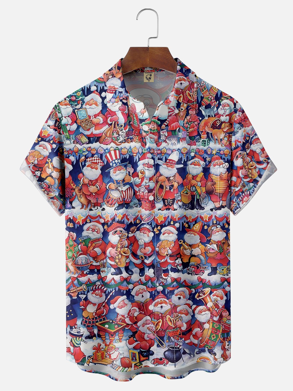 Moisture Wicking Merry Christmas Funny Santa Chest Pocket Hawaiian Shirt