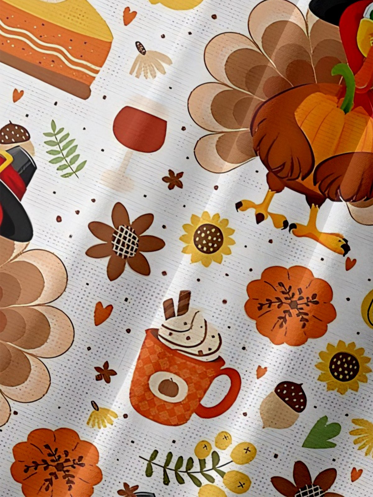 Moisture-Wicking Thanksgiving Turkey Pumpkin Cake Chest Pocket Hawaiian Shirt