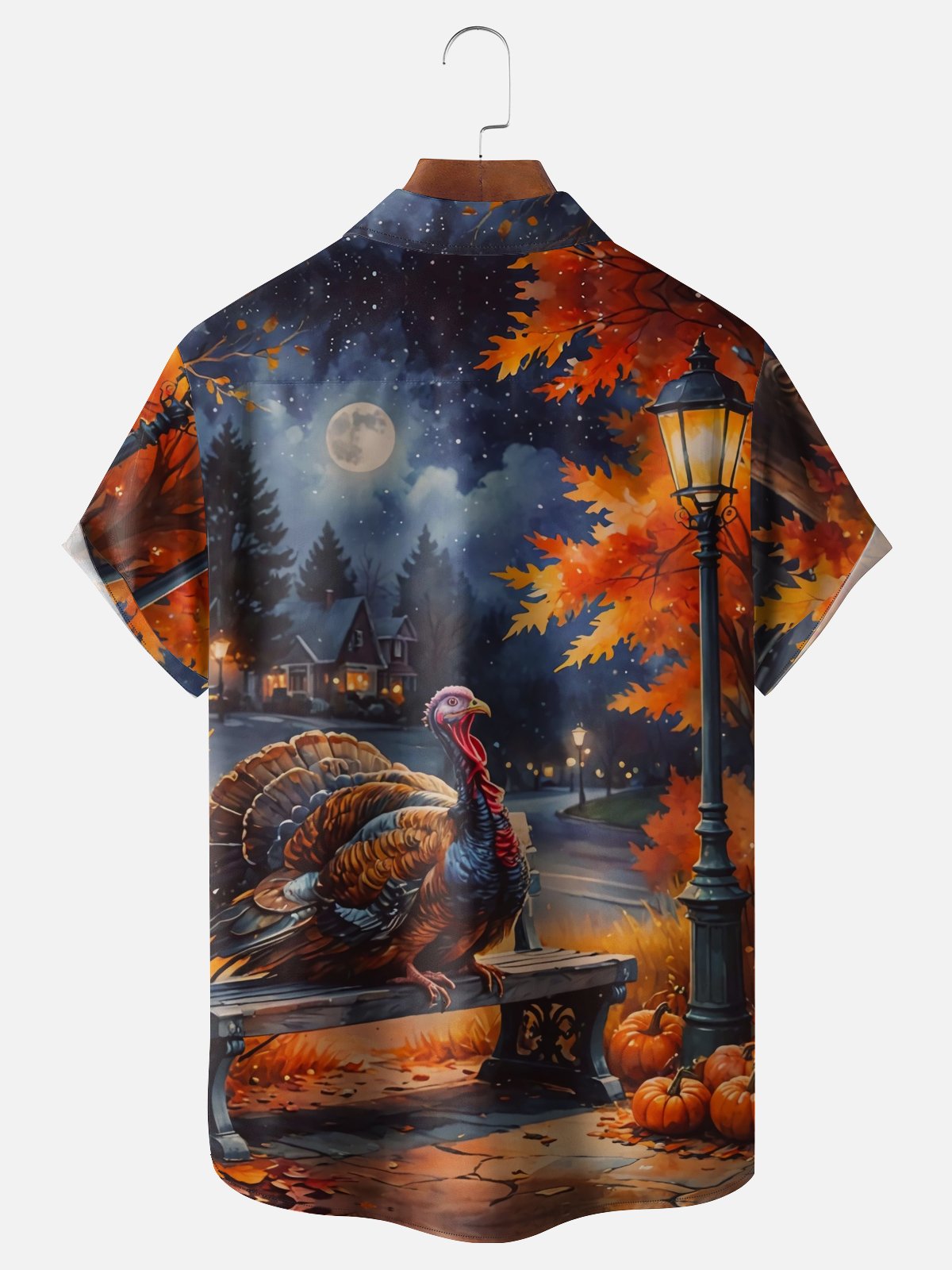 Moisture-wicking Thanksgiving Turkey Autumn Harvest Chest Pocket Casual Shirt