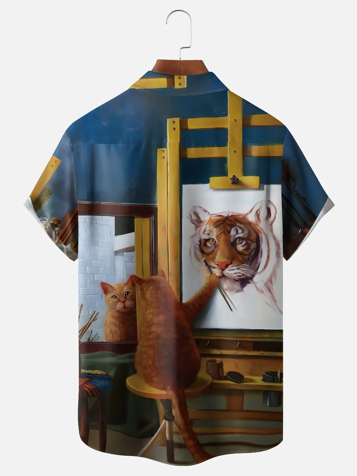 Moisture-wicking Cat Tiger Funny Chest Pocket Casual Shirt