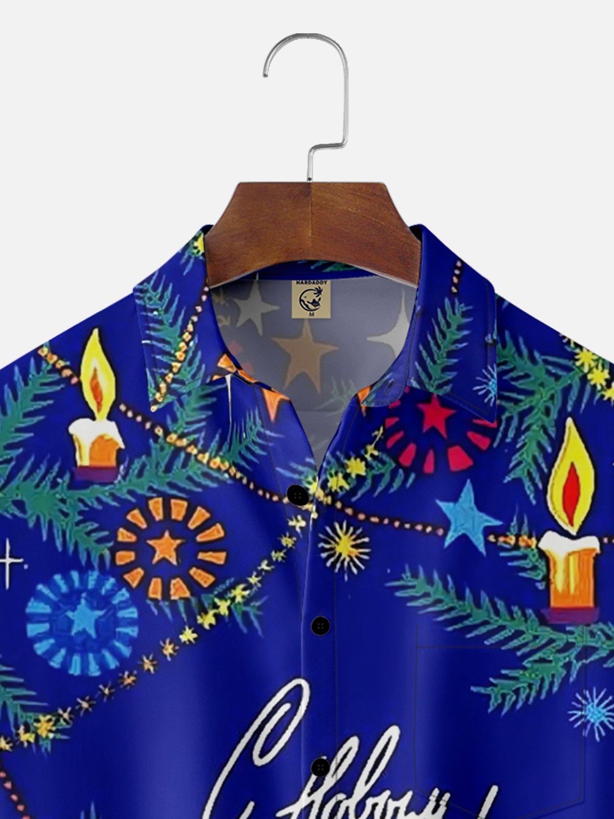 Moisture Wicking Merry Christmas and Happy New Year Chest Pocket Hawaiian Shirt