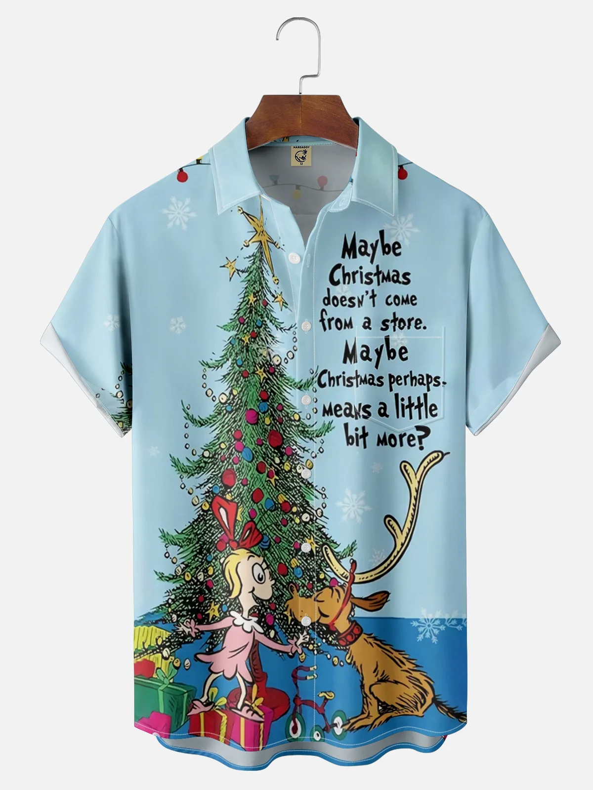 Moisture Wicking Dr. Seuss's Grinch Chest Pocket Hawaiian Shirt