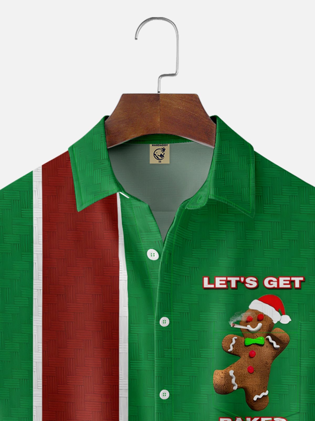 Moisture-wicking Christmas Gingerbread Man Let's Get Baked Chest Pocket Casual Shirt