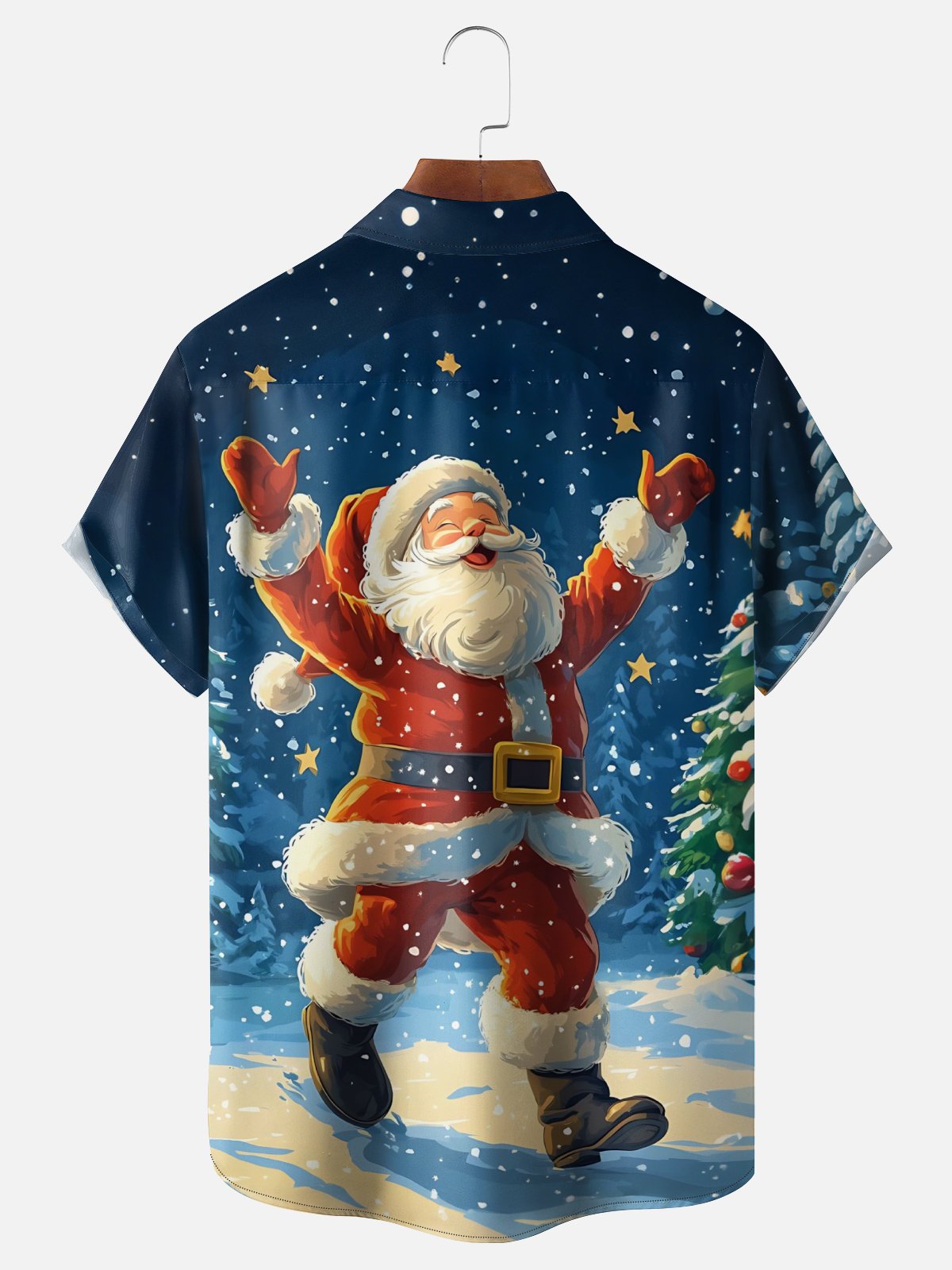 Moisture-Wicking Santa Claus Snowflake Pocket Hawaiian Shirt