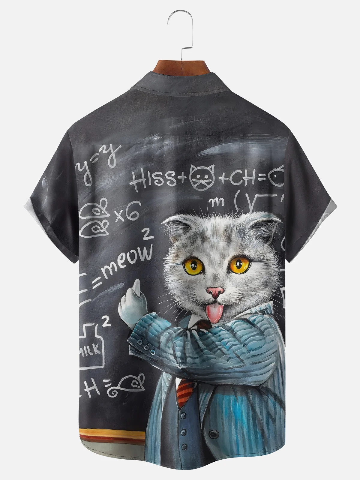 Moisture-wicking Cat Academic Funny Chest Pocket Casual Shirt