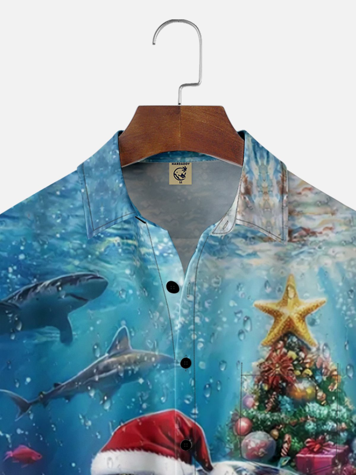 Moisture Wicking Merry Christmas Turtle Chest Pocket Hawaiian Shirt