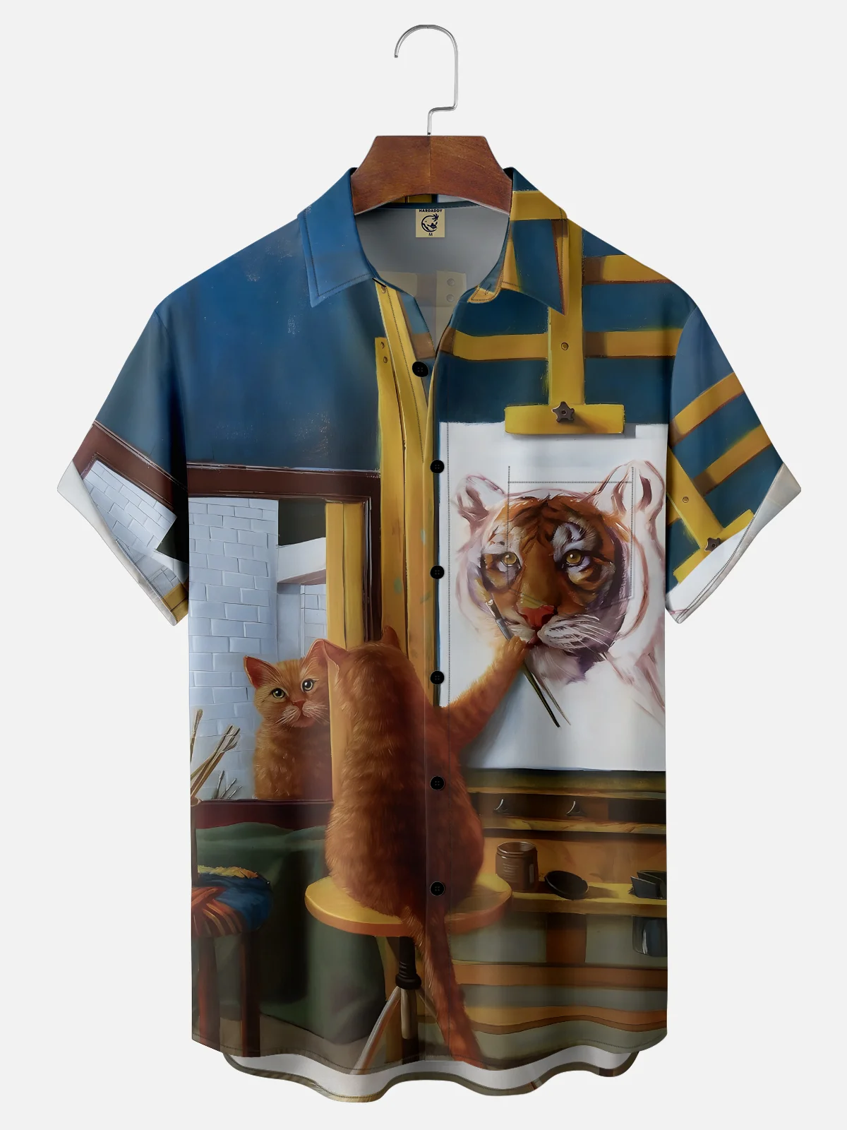 Moisture-wicking Cat Tiger Funny Chest Pocket Casual Shirt