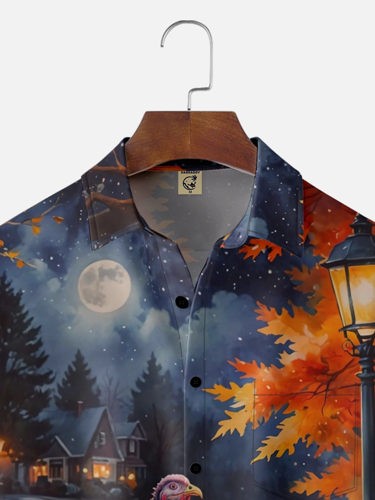 Moisture-wicking Thanksgiving Turkey Autumn Harvest Chest Pocket Casual Shirt