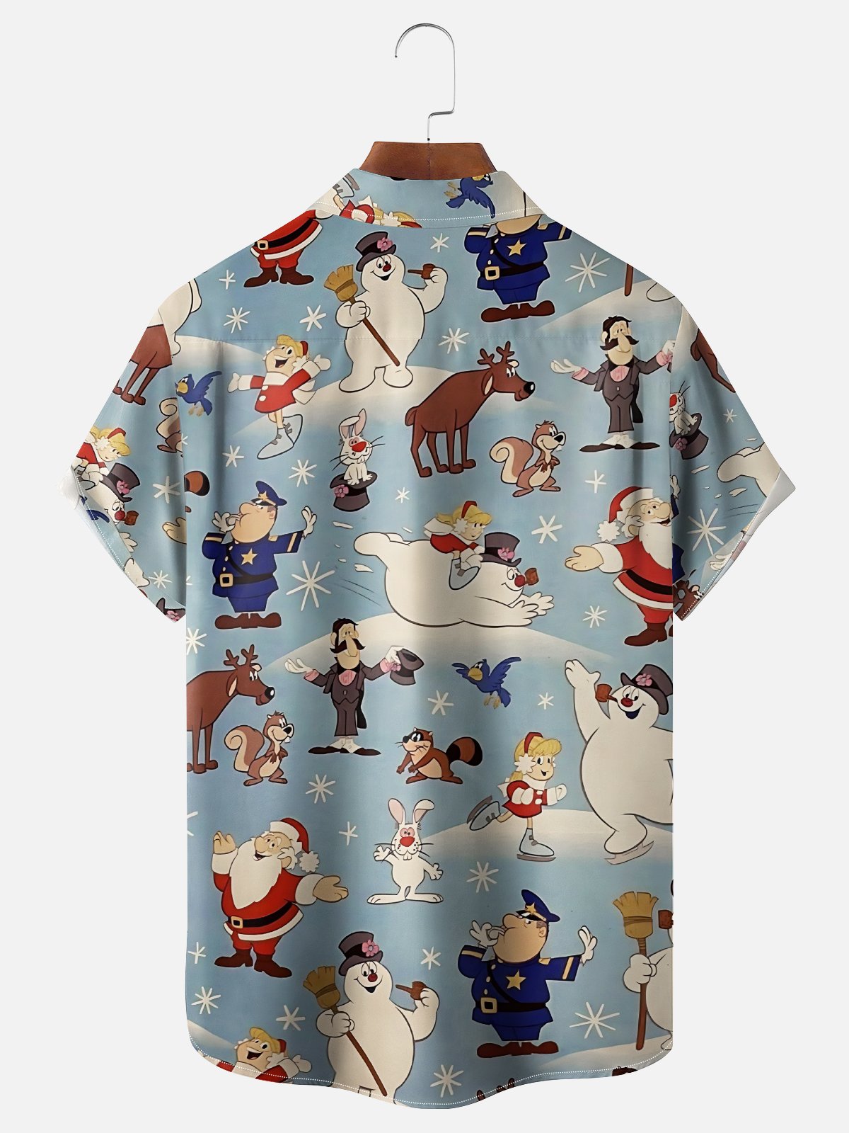 Moisture-Wicking Santa Frosty Snowman Pocket Hawaiian Shirt
