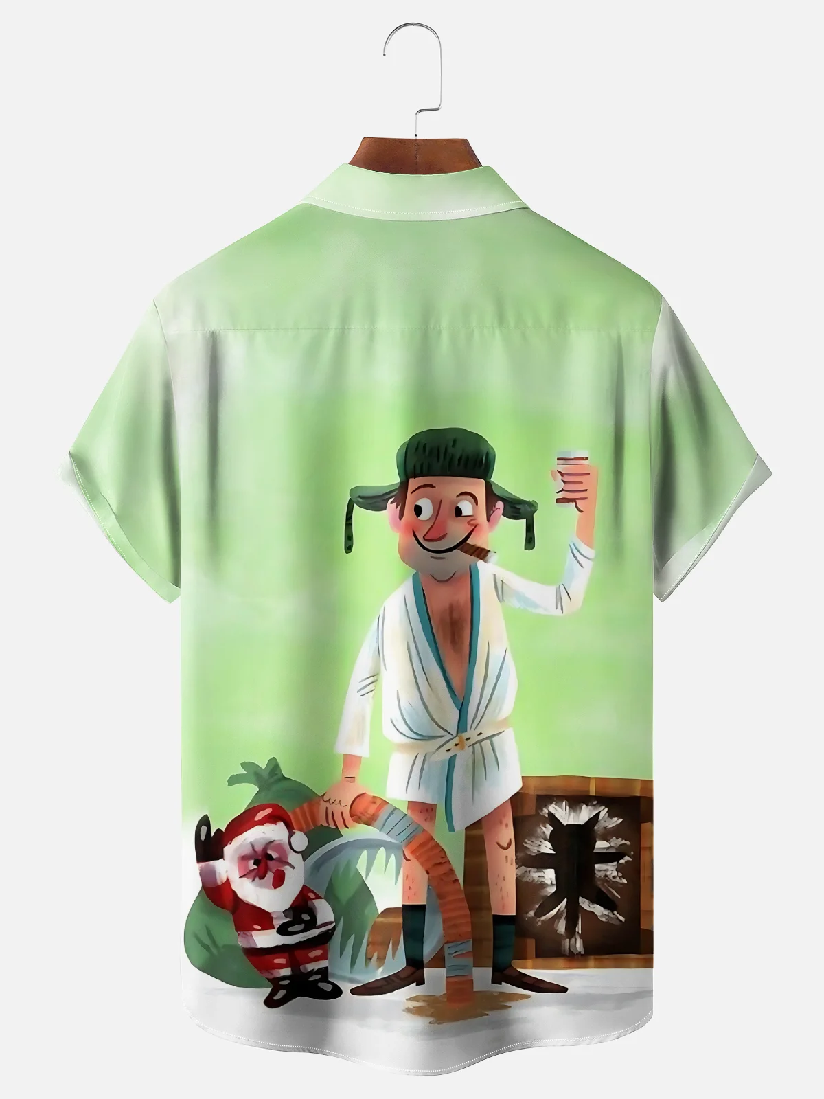 Moisture Wicking Crazy Christmas Vacation Eddie Chest Pocket Hawaiian Shirt