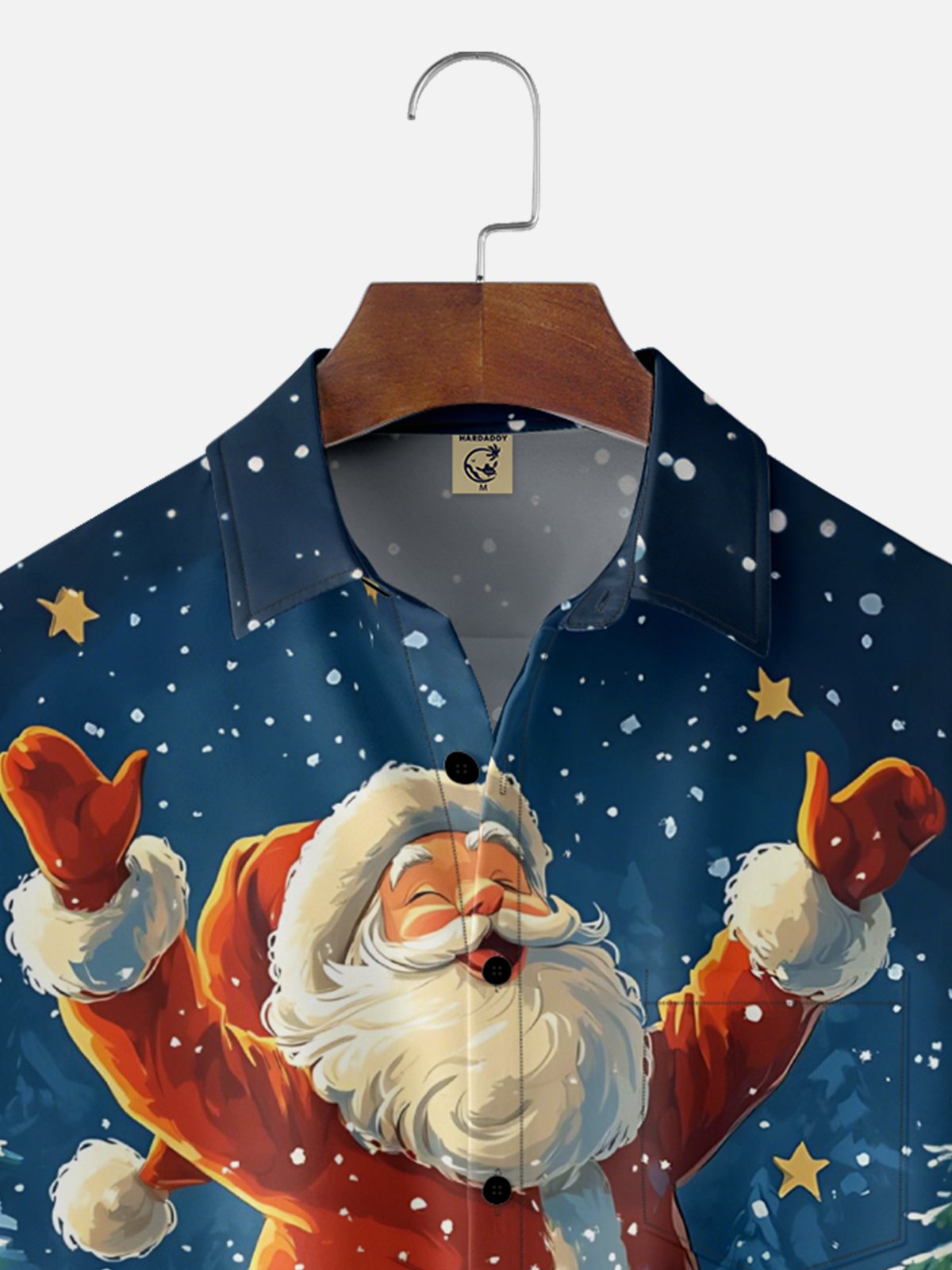 Moisture-Wicking Santa Claus Snowflake Pocket Hawaiian Shirt