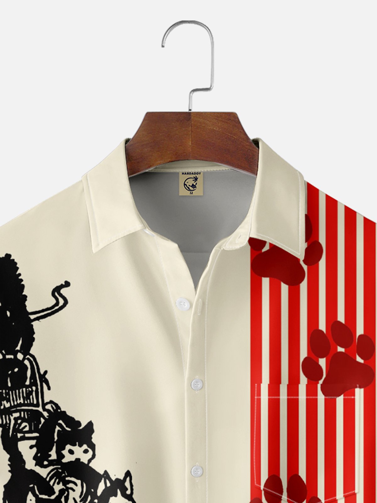 Moisture-wicking Canada Sled Dog Art Chest Pocket Bowling Shirt