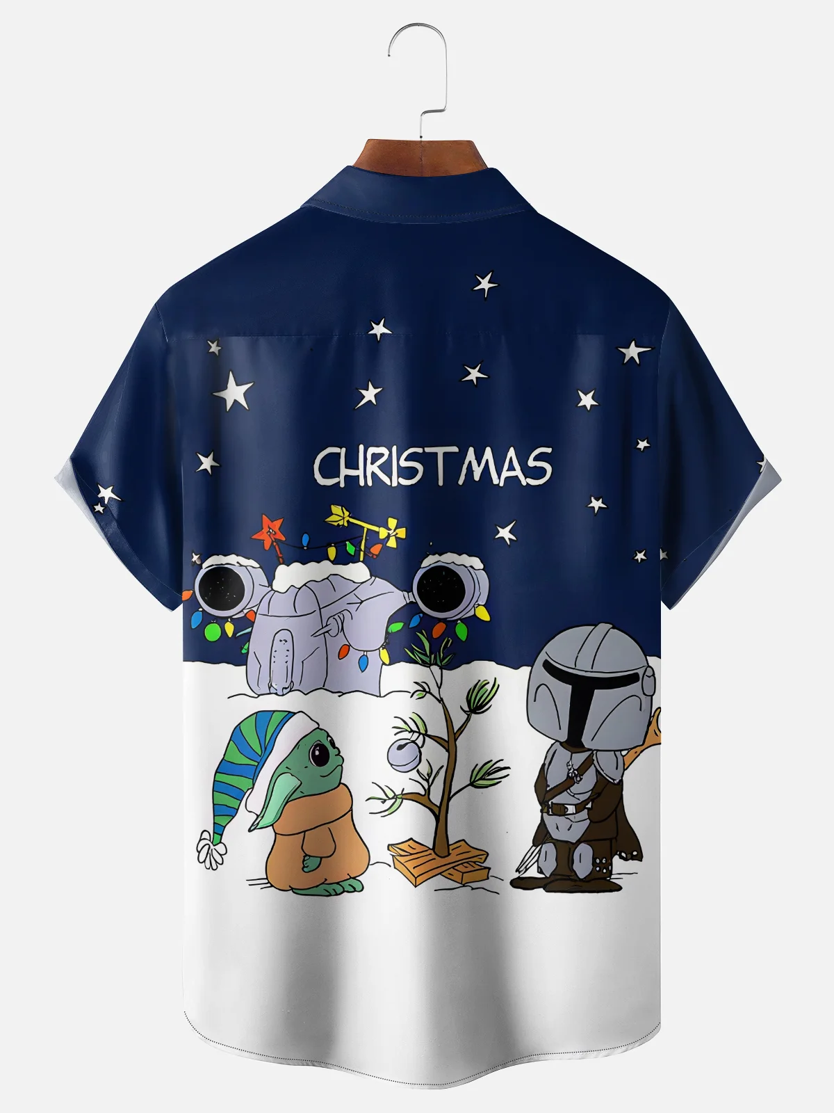 Moisture-wicking Christmas Tree Cartoon Chest Pocket Casual Shirt