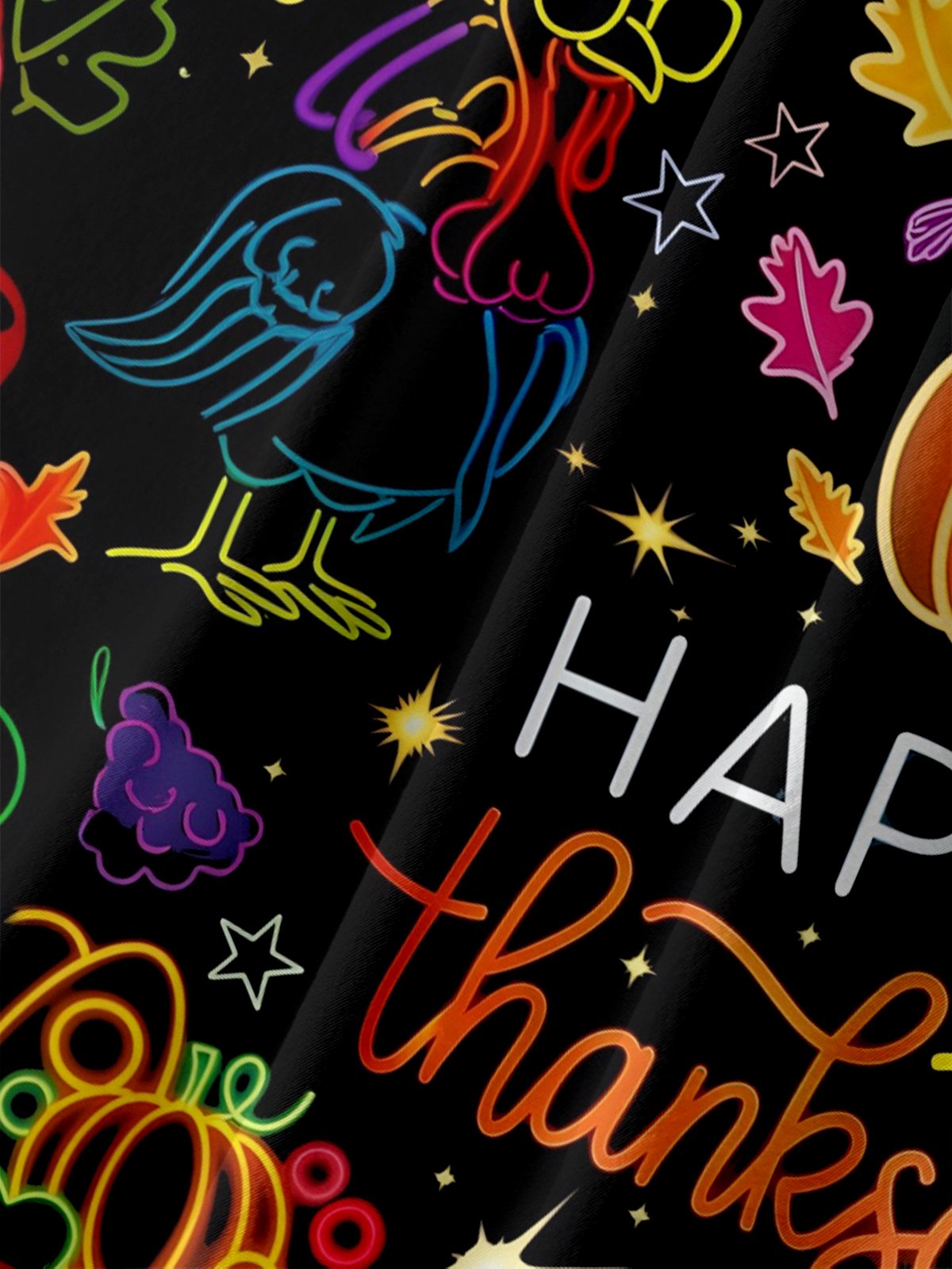 Moisture-wicking Thanksgiving Turkey Neon Sign Chest Pocket Casual Shirt