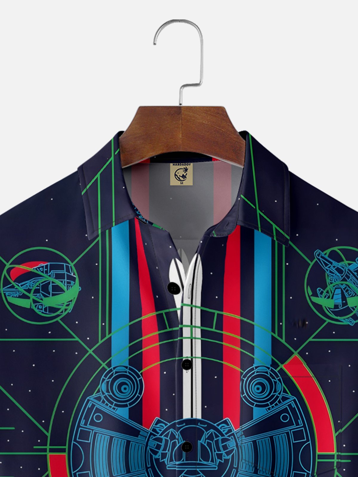 Moisture-wicking Universe Spaceship Technology Chest Pocket Casual Shirt