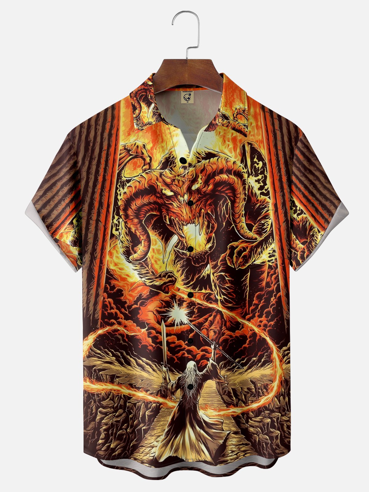 Moisture-wicking Fantasy Dragon Wizard Magic Chest Pocket Casual Shirt